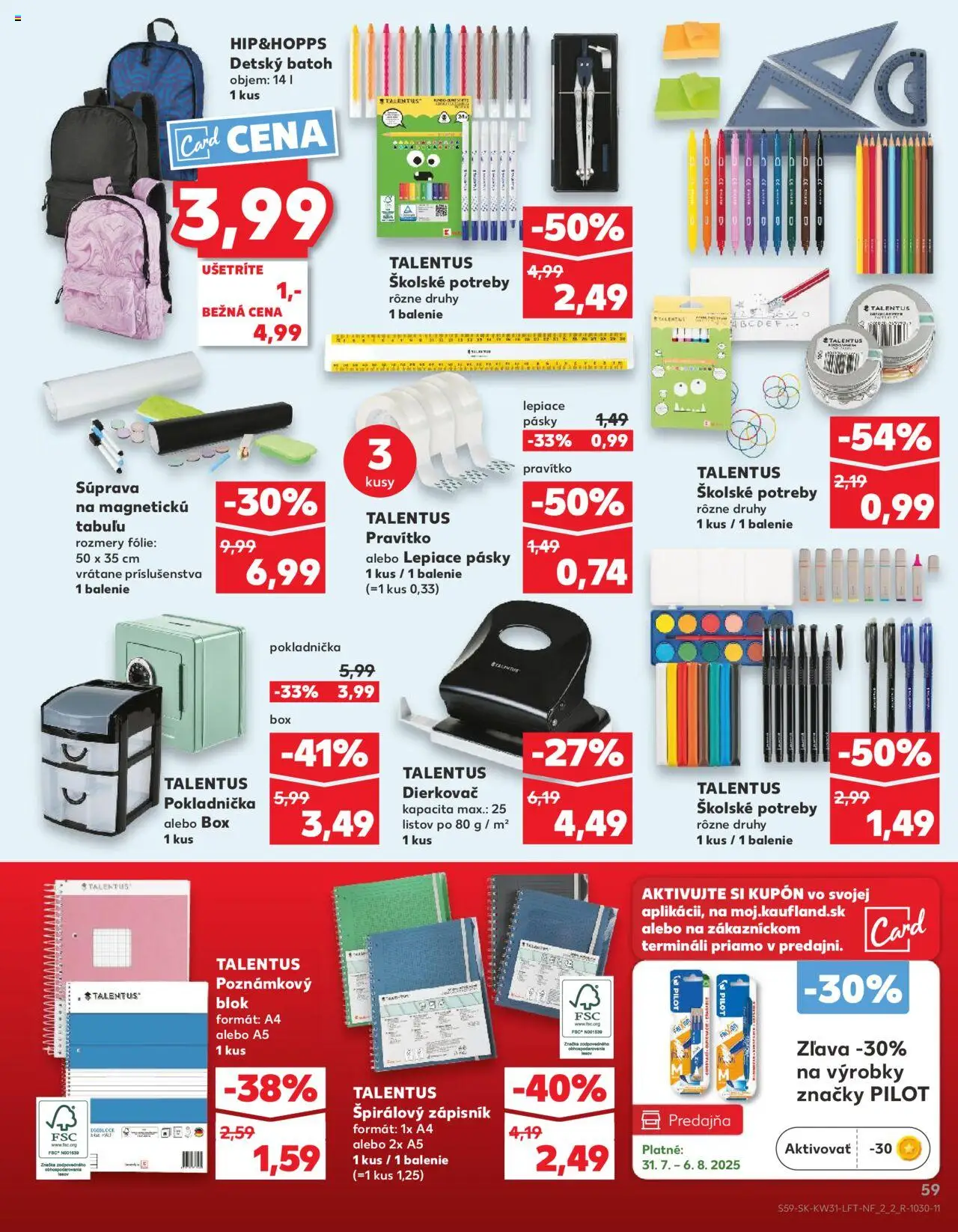 Kaufland Čadca │ platný od 31.07.2025 | Strana: 59 | Produkty: Batoh, Notebook