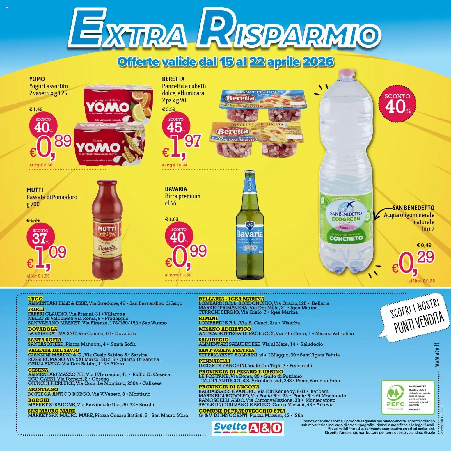 Volantino A&O del 09.04.2026 | Pagina: 8 | Prodotti: Yogurt, Birra, Acqua, Passata di pomodoro