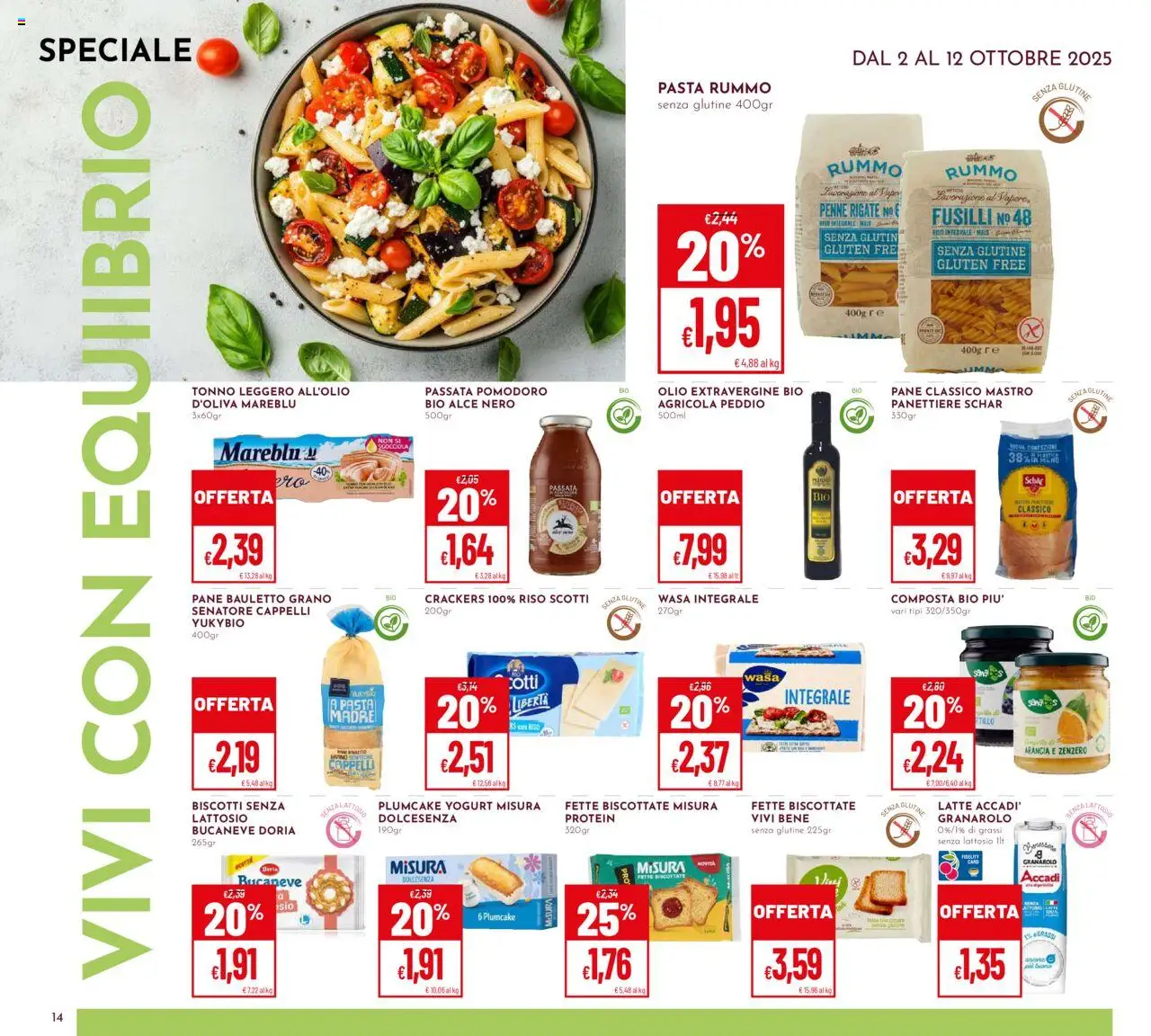 Volantino Pan del 02.10.2025 | Pagina: 14 | Prodotti: Latte, Fusilli, Arancia, Fette biscottate