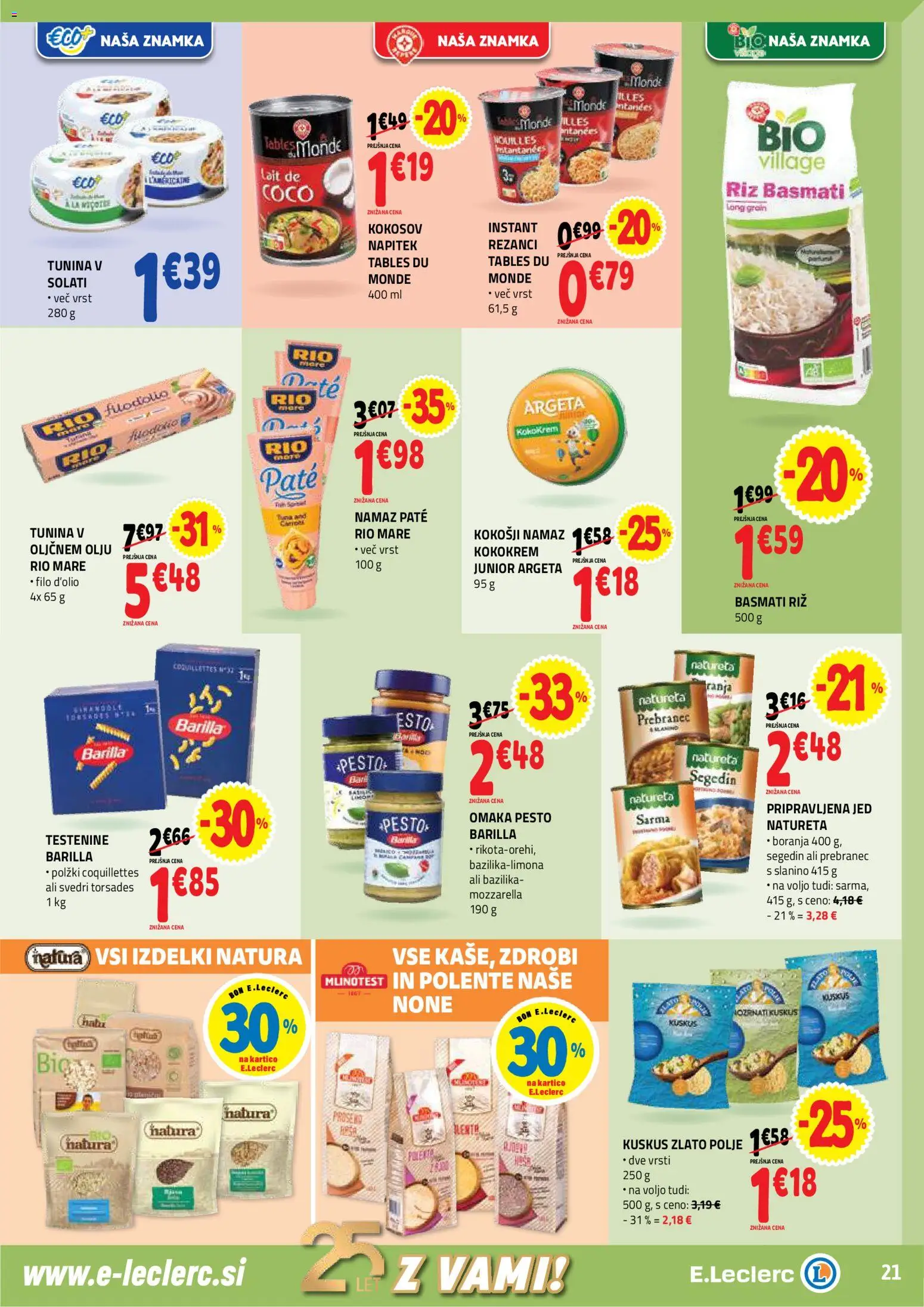 Novi E.leclerc katalog ponudbe – veljaven od 07.01.2026 | Stran: 21 | Izdelki: Rezanci, Pesto, Riz, Testenine