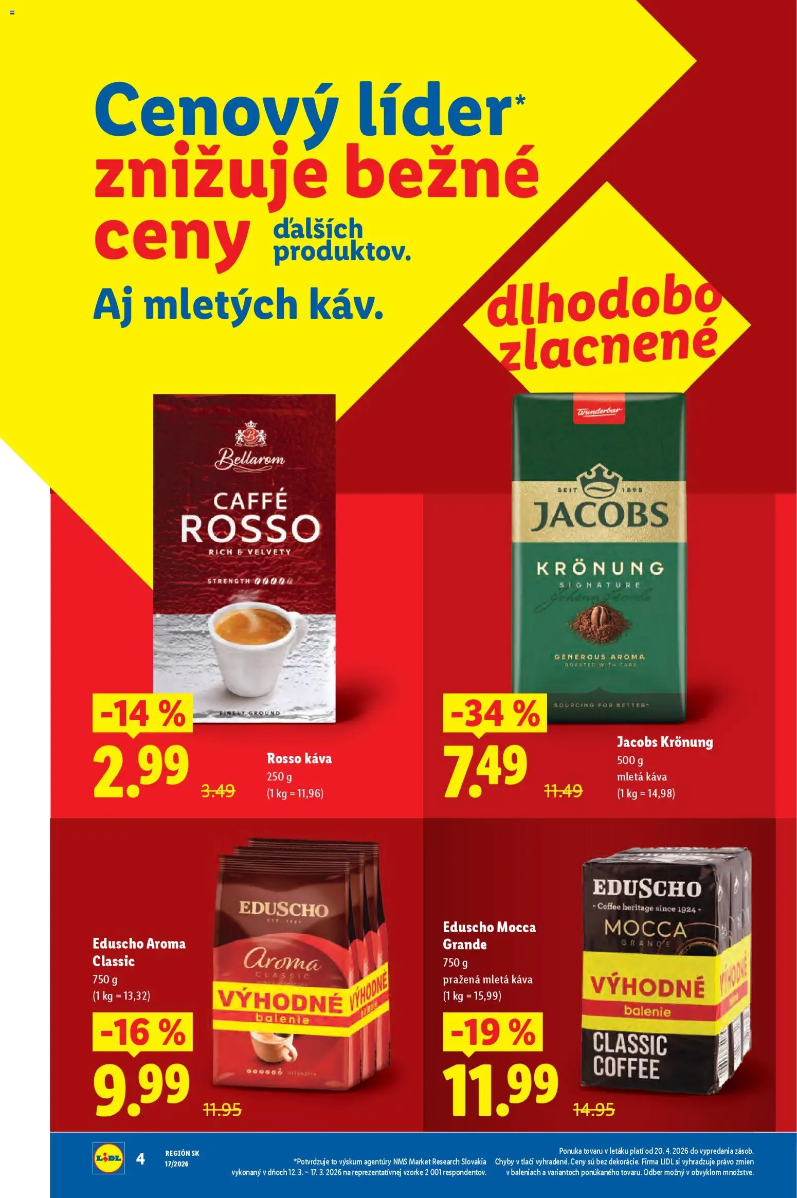 Nové Lidl akcie – leták je platný od 20.04.2026 | Strana: 4 | Produkty: Káva, Jacobs Krönung