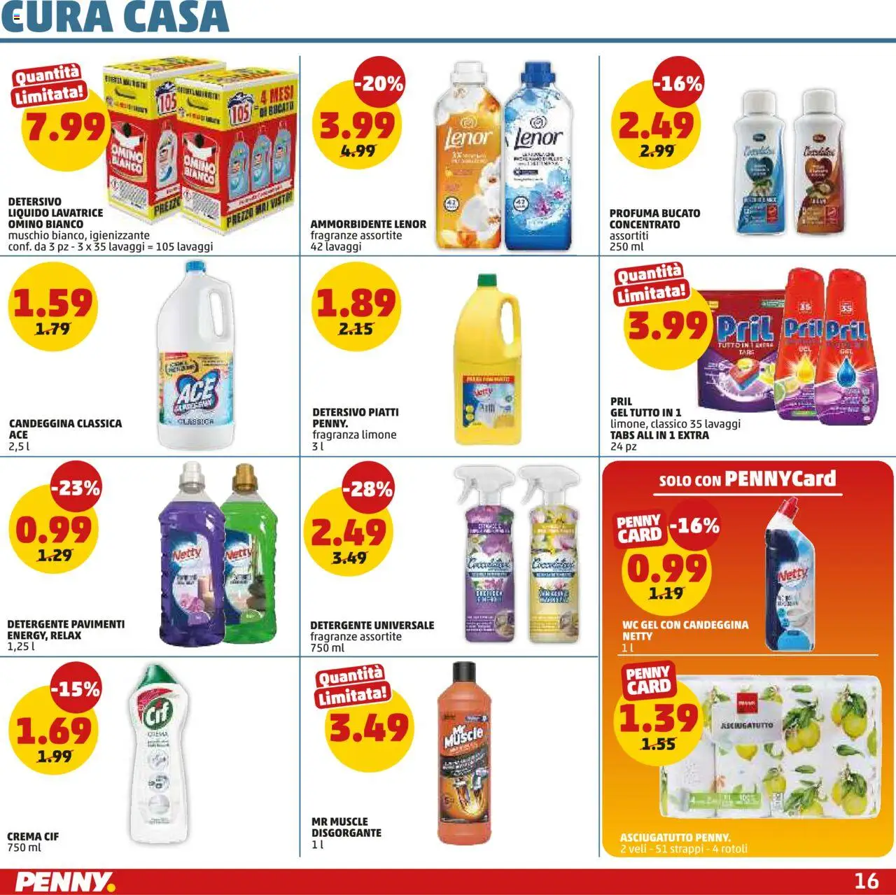 Volantino PENNY del 09.10.2025 | Pagina: 16 | Prodotti: Limone, Lavatrice, Asciugatutto, Fragranza