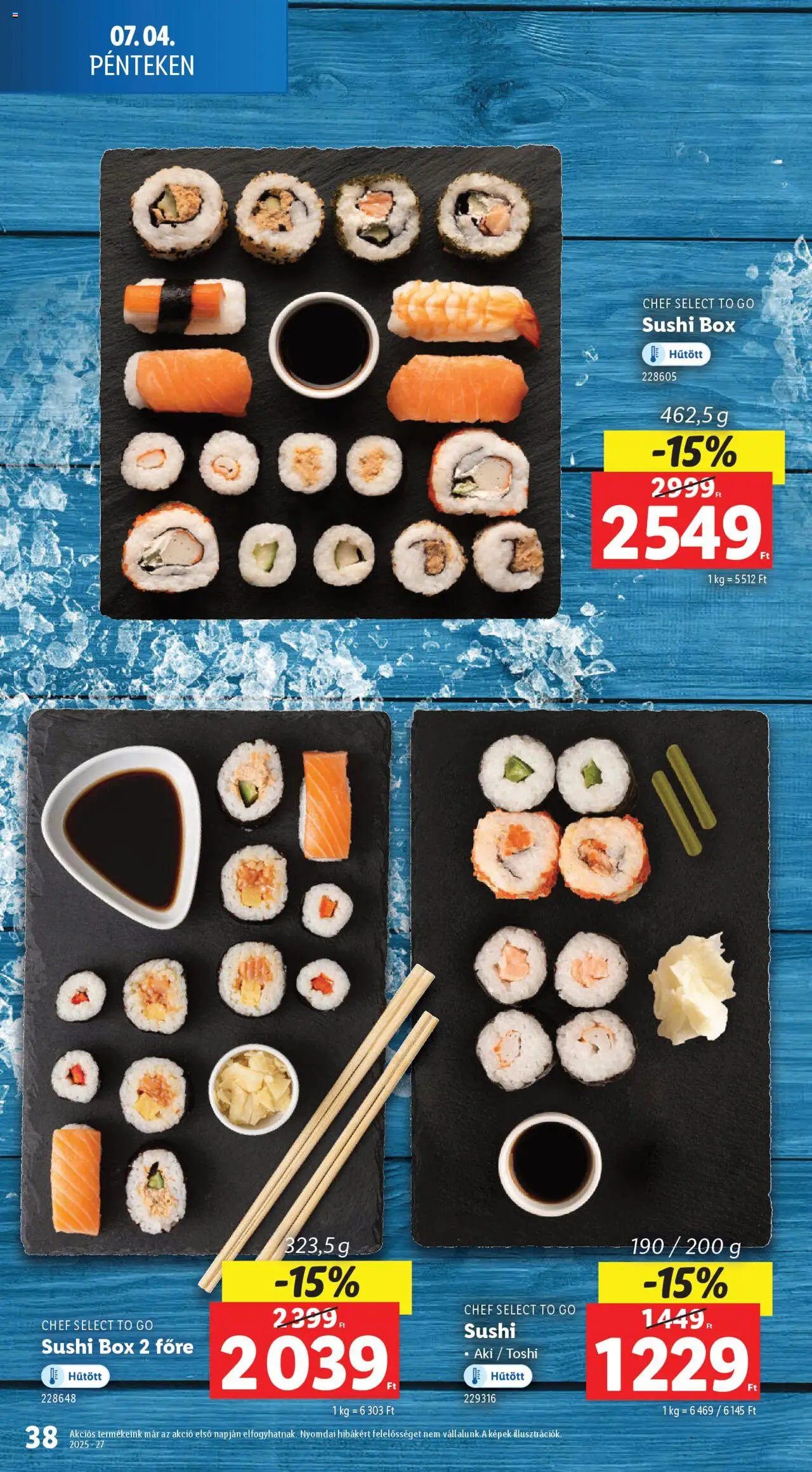 Lidl akciós ujság - amely érvényes a következő dátumtól: 03.07.2025 | Oldal: 38 | Termékek: Sushi
