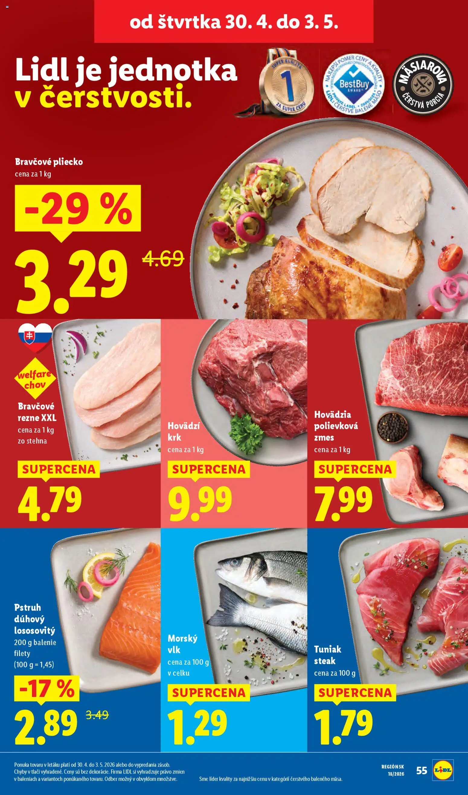 Nové Lidl akcie – leták je platný od 27.04.2026 | Strana: 54 | Produkty: Tuniak, Pstruh, Steak