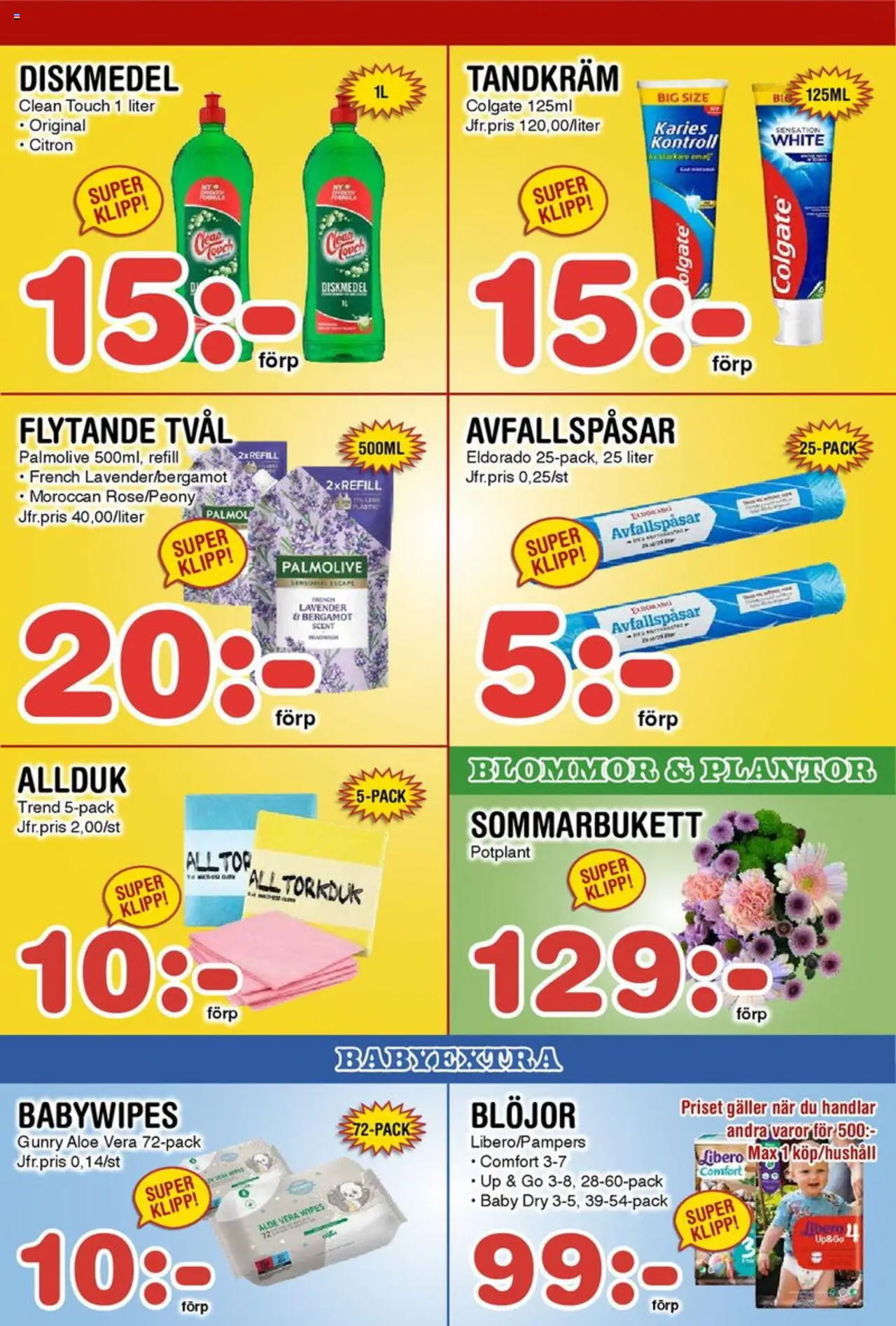 Nya Pulsen reklamblad aktuell från 11.08.2025 | Sida: 15 | Produkter: Avfallspåsar, Galler, Blöjor, Citron