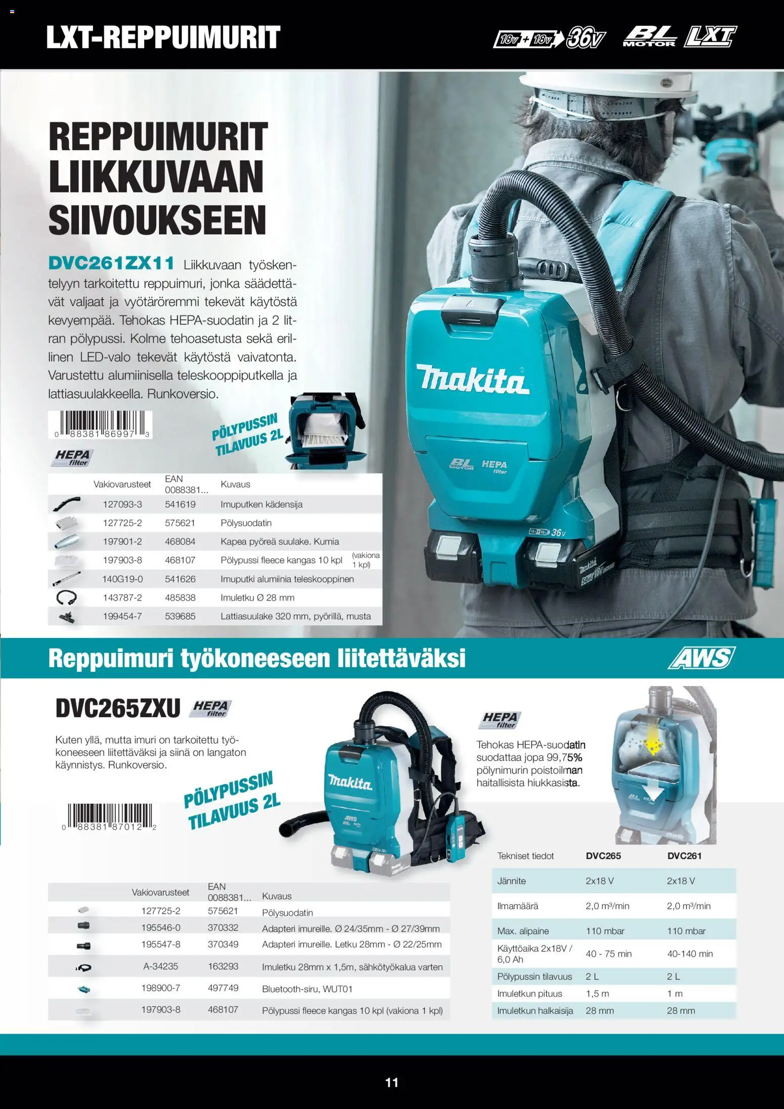 Makita tarjoukset – voimassa 01.12.2025 alkaen | Sivu: 11 | Tuotteet: Letku, Imuri, Kangas