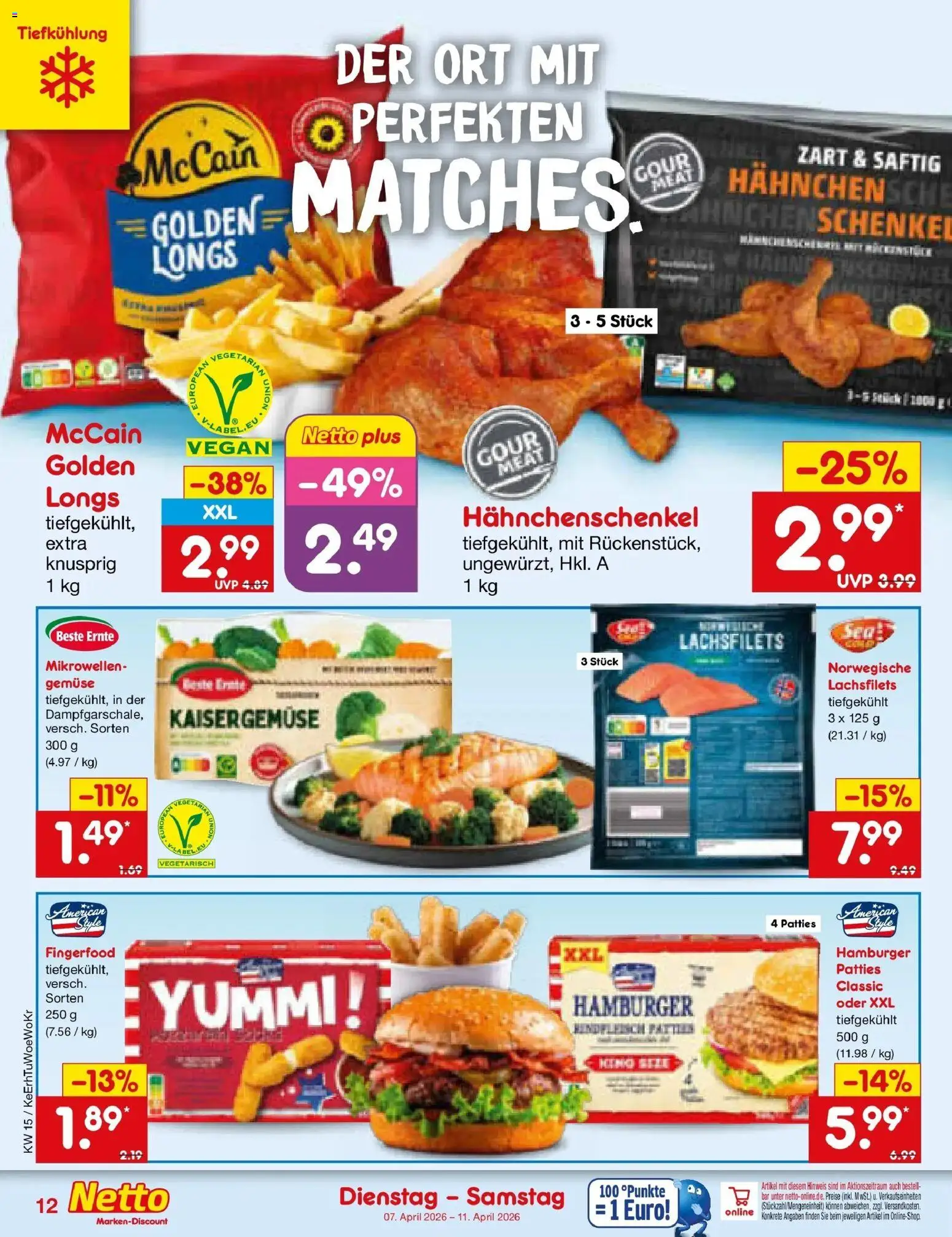 Netto Marken-Discount Prospekt Mannheim	 – gültig ab 07.04.2026 | Seite: 14 | Produkte: Hahnchen, Hahnchenschenkel, McCain, Gemüse