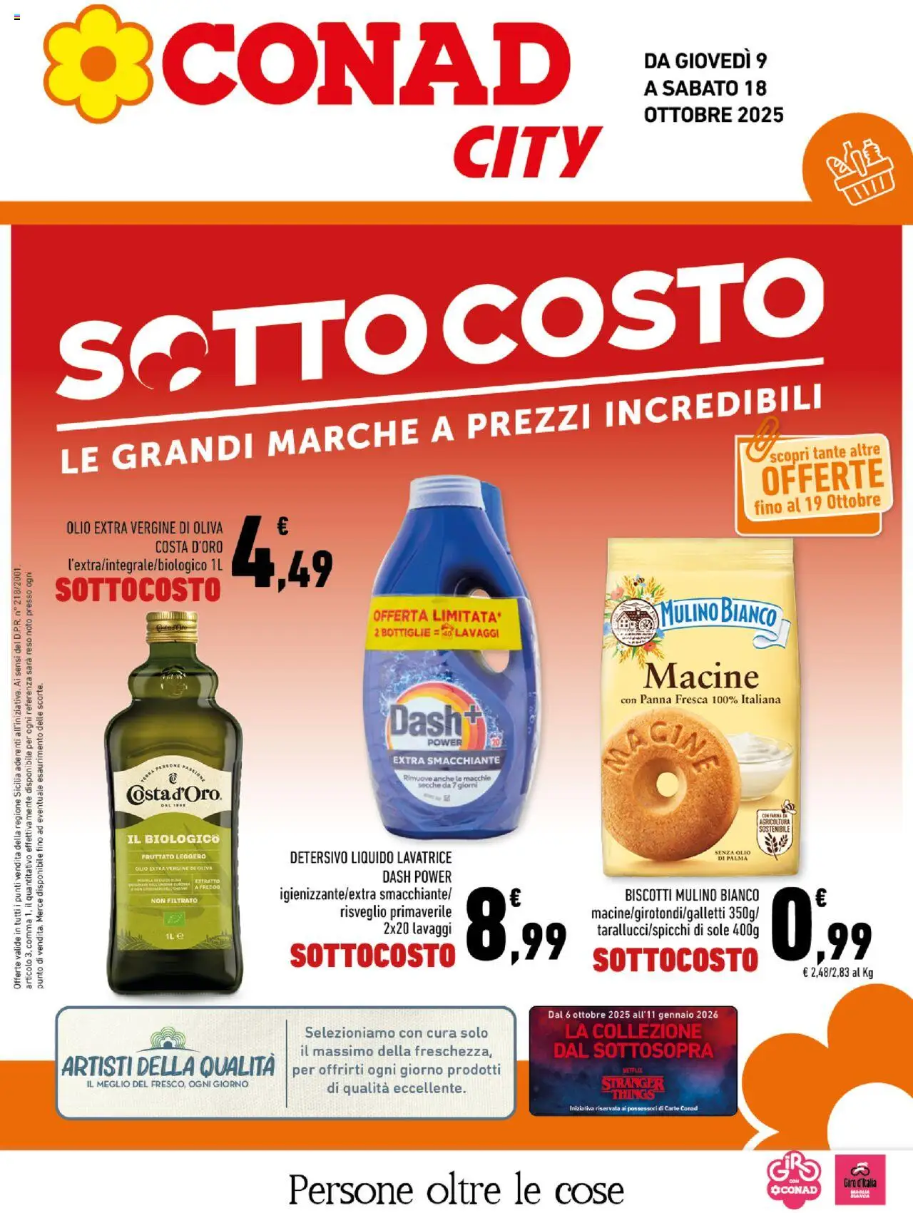 Volantino Conad del 09.10.2025 | Pagina: 1 | Prodotti: Panna, Biscotti, Olio, Olio extra vergine
