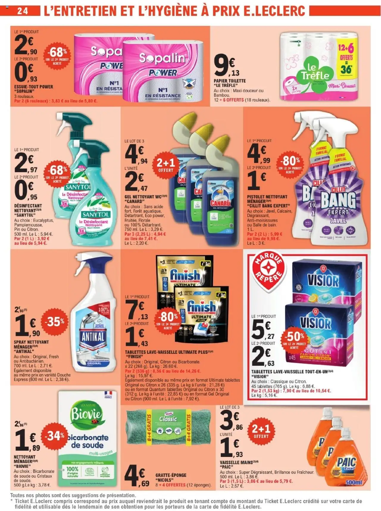  | Page: 24 | Produits: Lave-vaisselle, Papier toilette, Tablettes lave-vaisselle, Douche