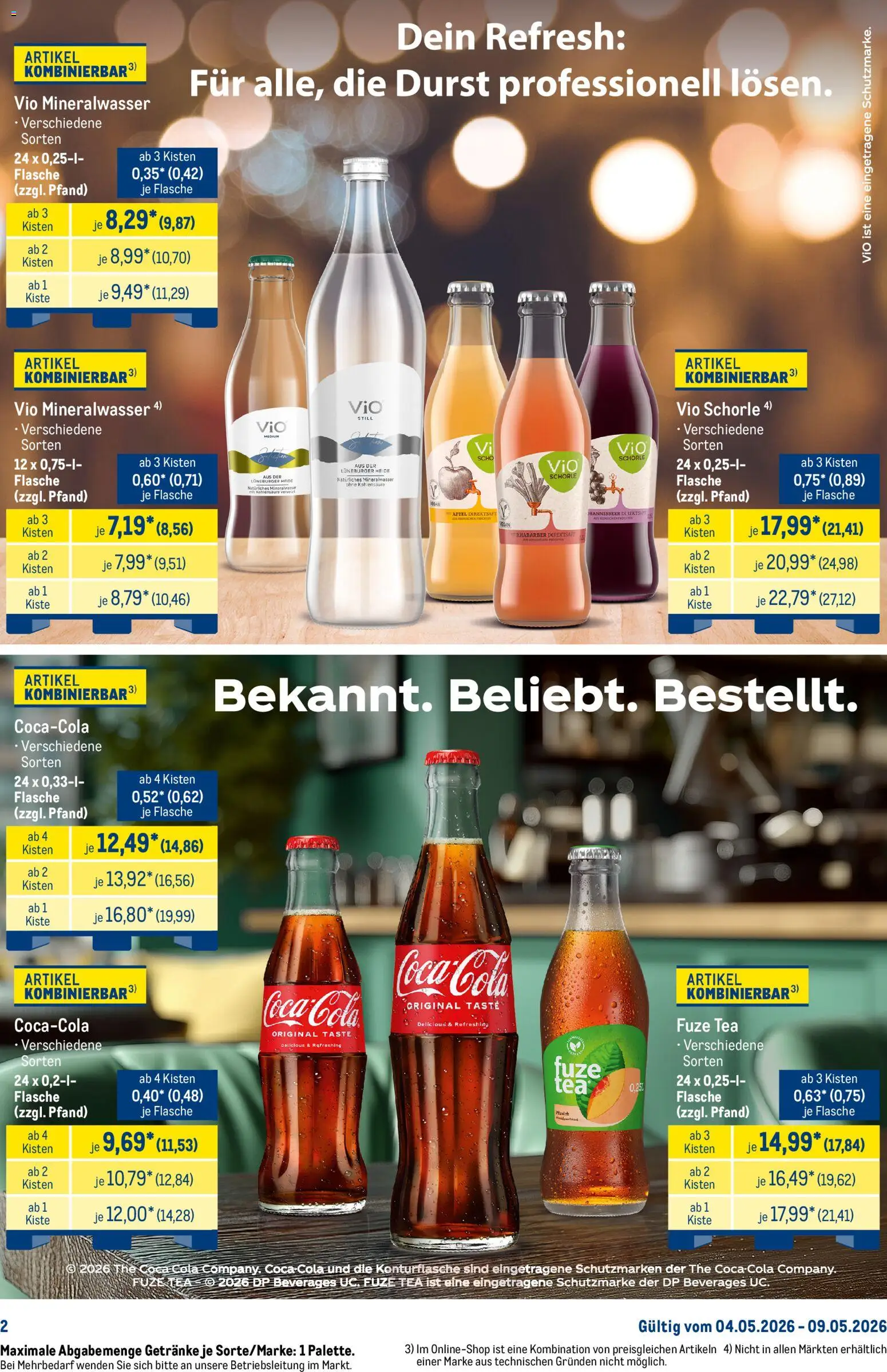Metro Starke Marken – gültig ab 04.05.2026 | Seite: 2 | Produkte: Fuze tea, Äpfel, Mineralwasser, Rhabarber