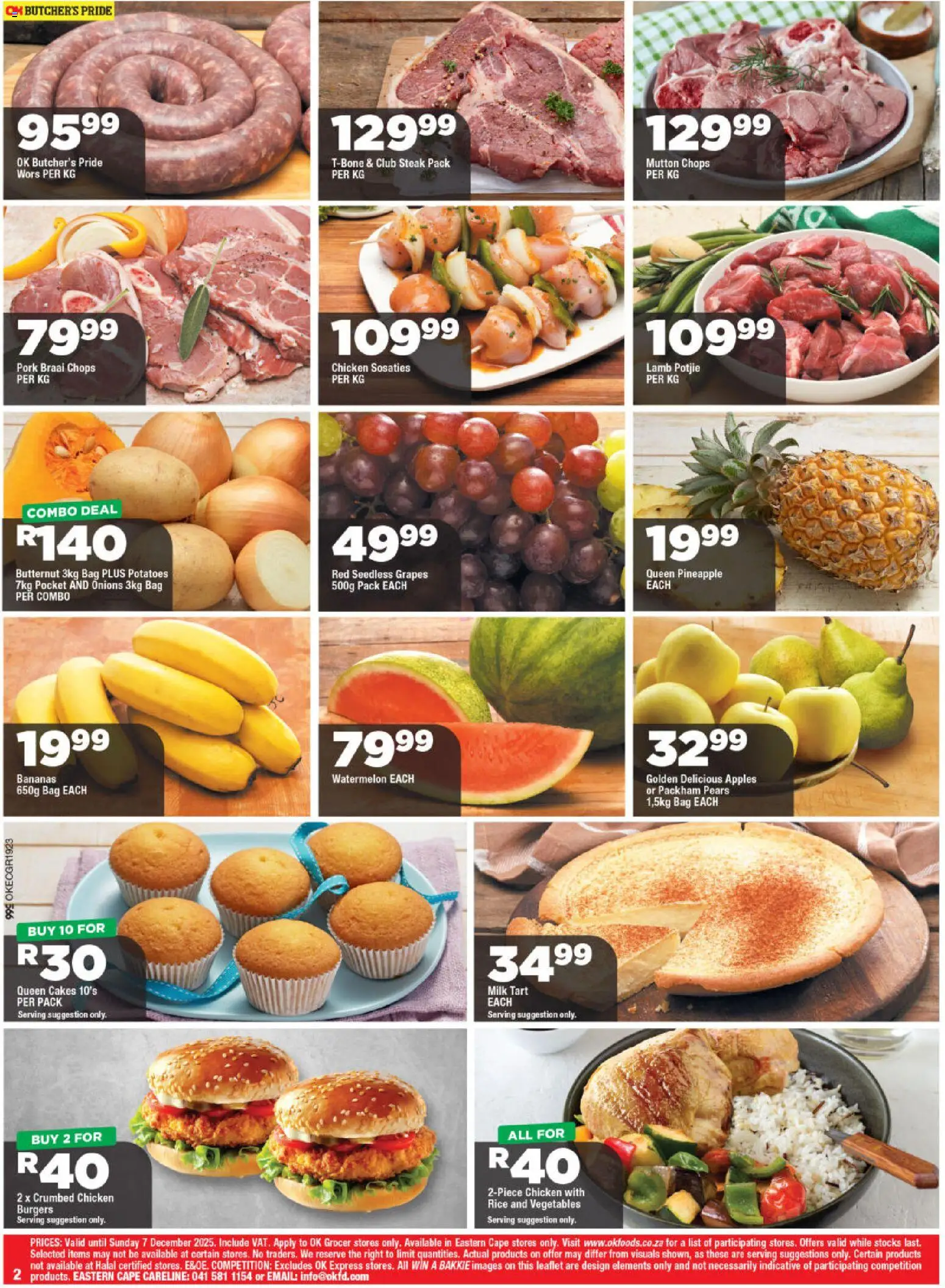 New OK Foods catalogue – valid from 25.11.2025 | Page: 2 | Products: Milk, Bananas, Pineapple, Potatoes