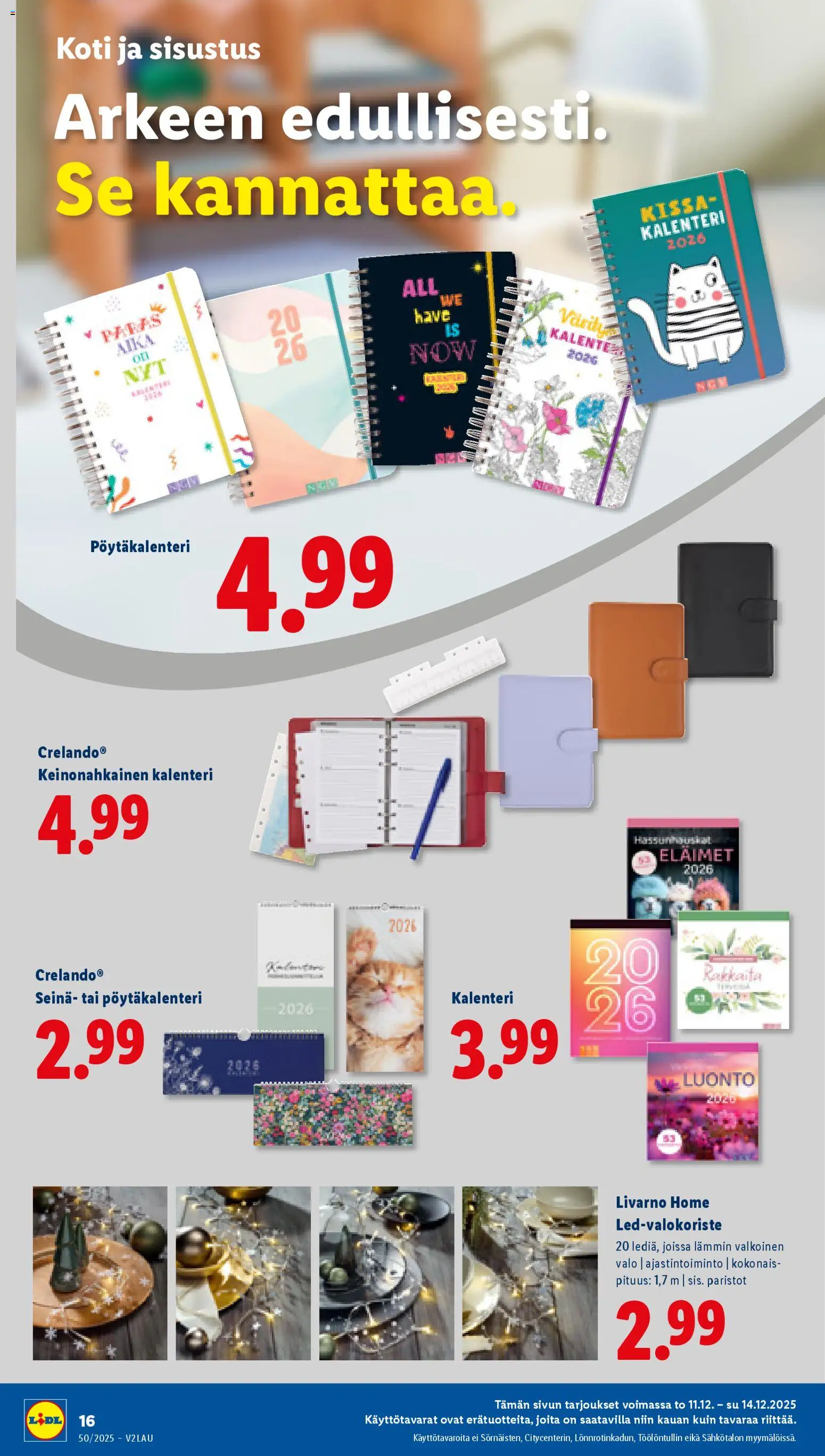 Lidl tarjoukset – voimassa 11.12.2025 alkaen | Sivu: 16 | Tuotteet: Kalenteri, Paristot