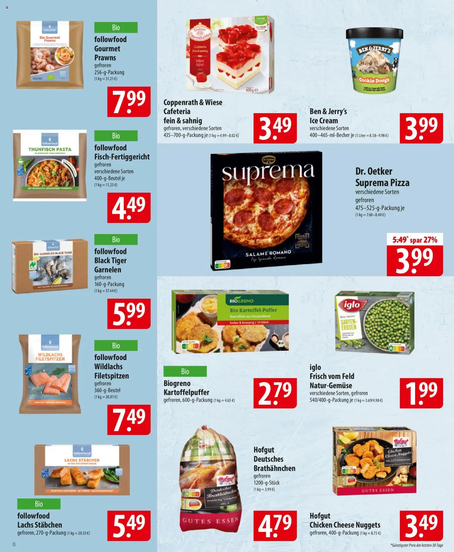 Famila Prospekt 	 – gültig ab 26.01.2026 | Seite: 8 | Produkte: Iglo, Garnelen, Ben & Jerry's, Lachs