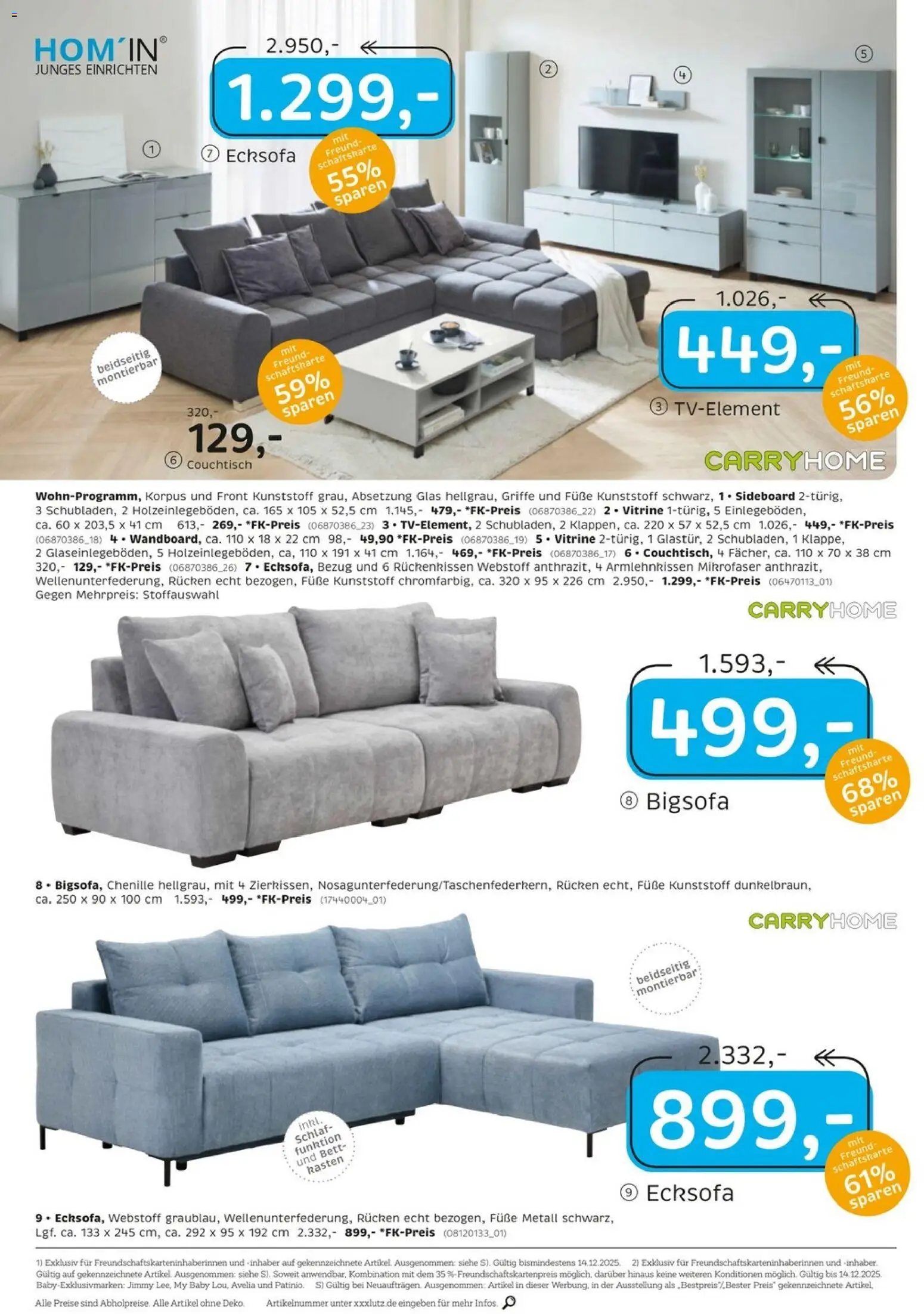 XXXL Lutz Junges Wohnen – gültig ab 30.11.2025 | Seite: 2 | Produkte: Sideboard, Ecksofa, Bett, Couchtisch