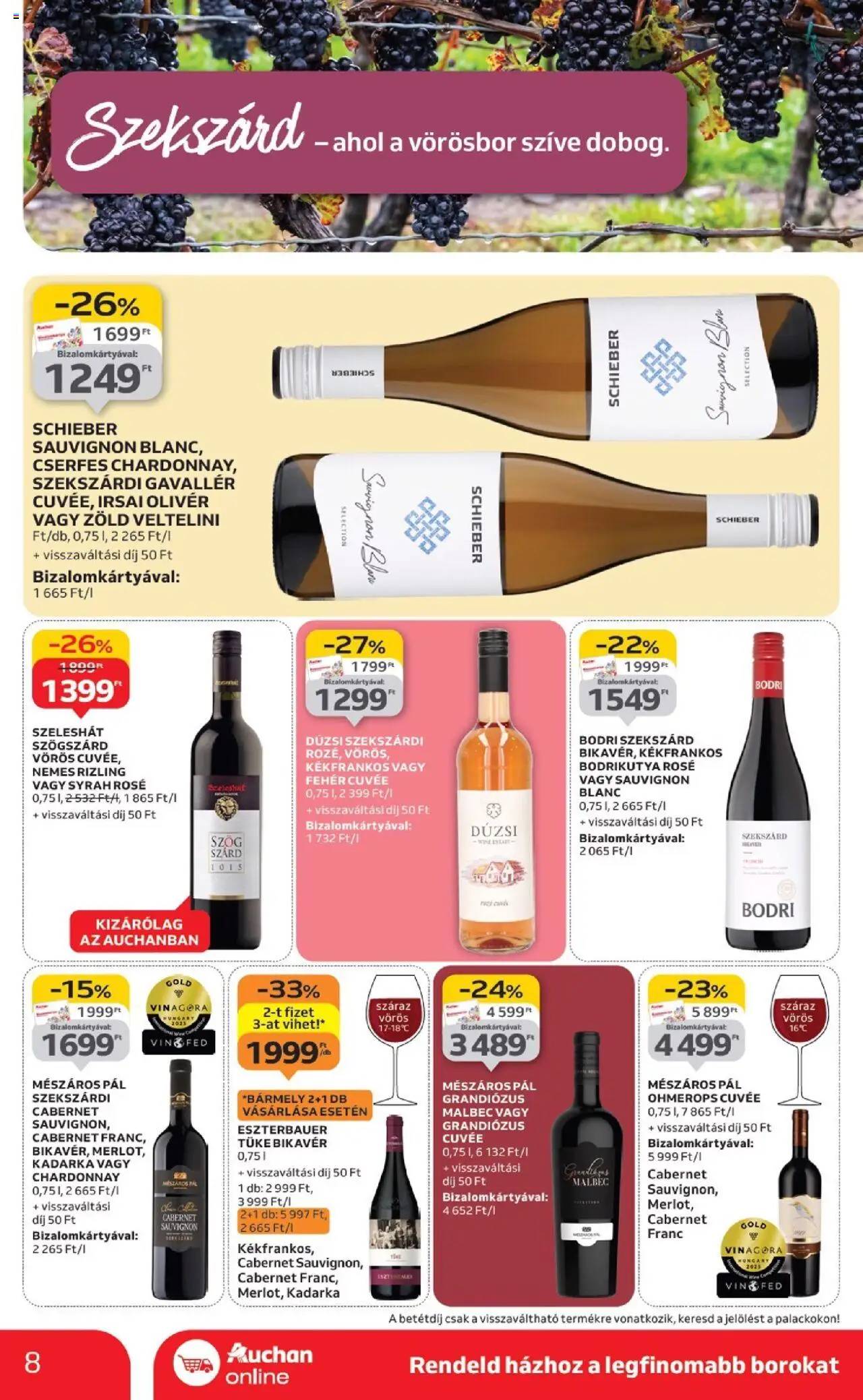 Auchan akciós ujság - amely érvényes a következő dátumtól: 02.10.2025 | Oldal: 8 | Termékek: Vörösbor