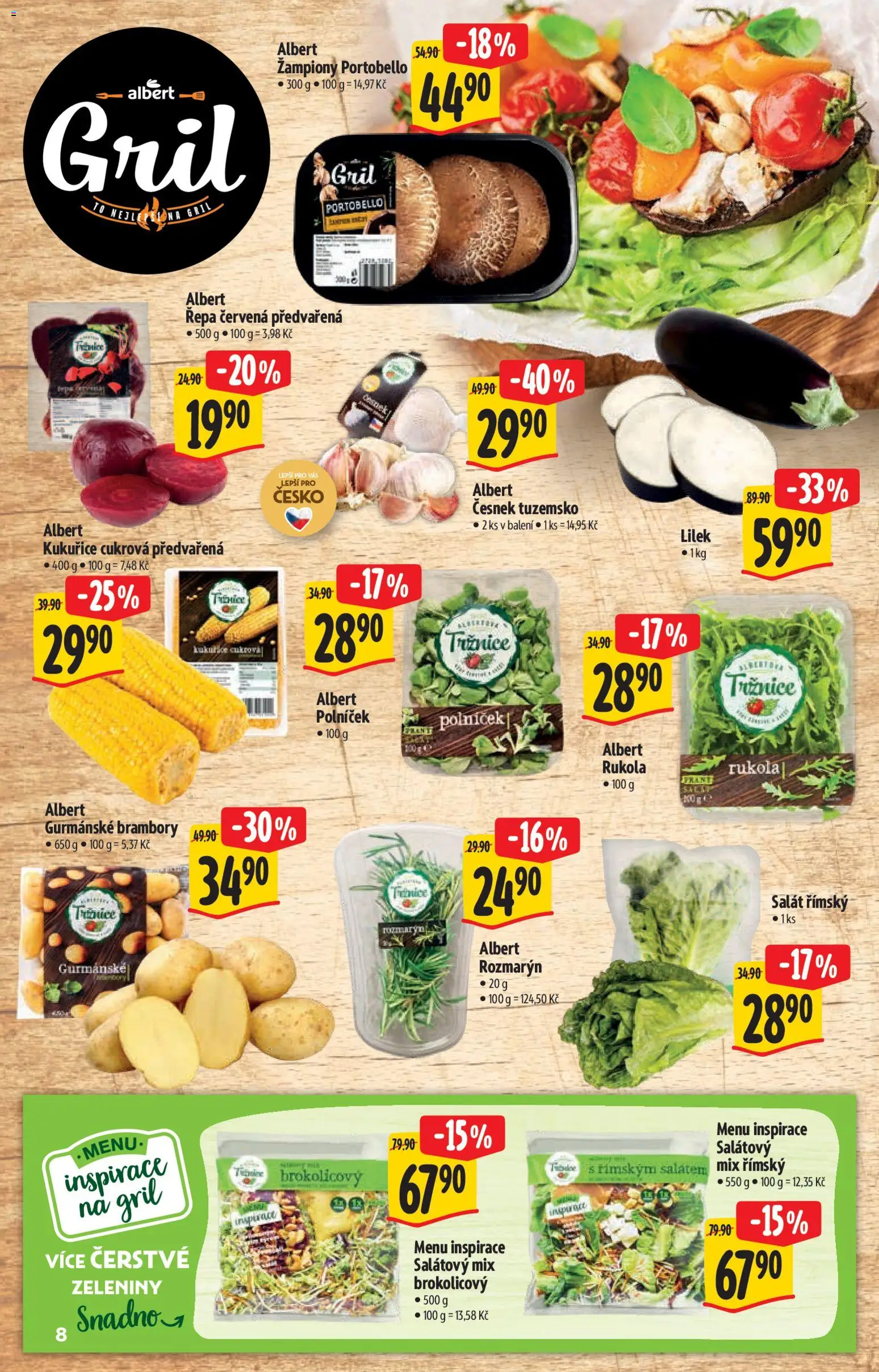 Albert katalog - Supermarket od 22.04.2026 | Strana: 8 | Produkty: Žampiony, Salát, Polníček, Brambory