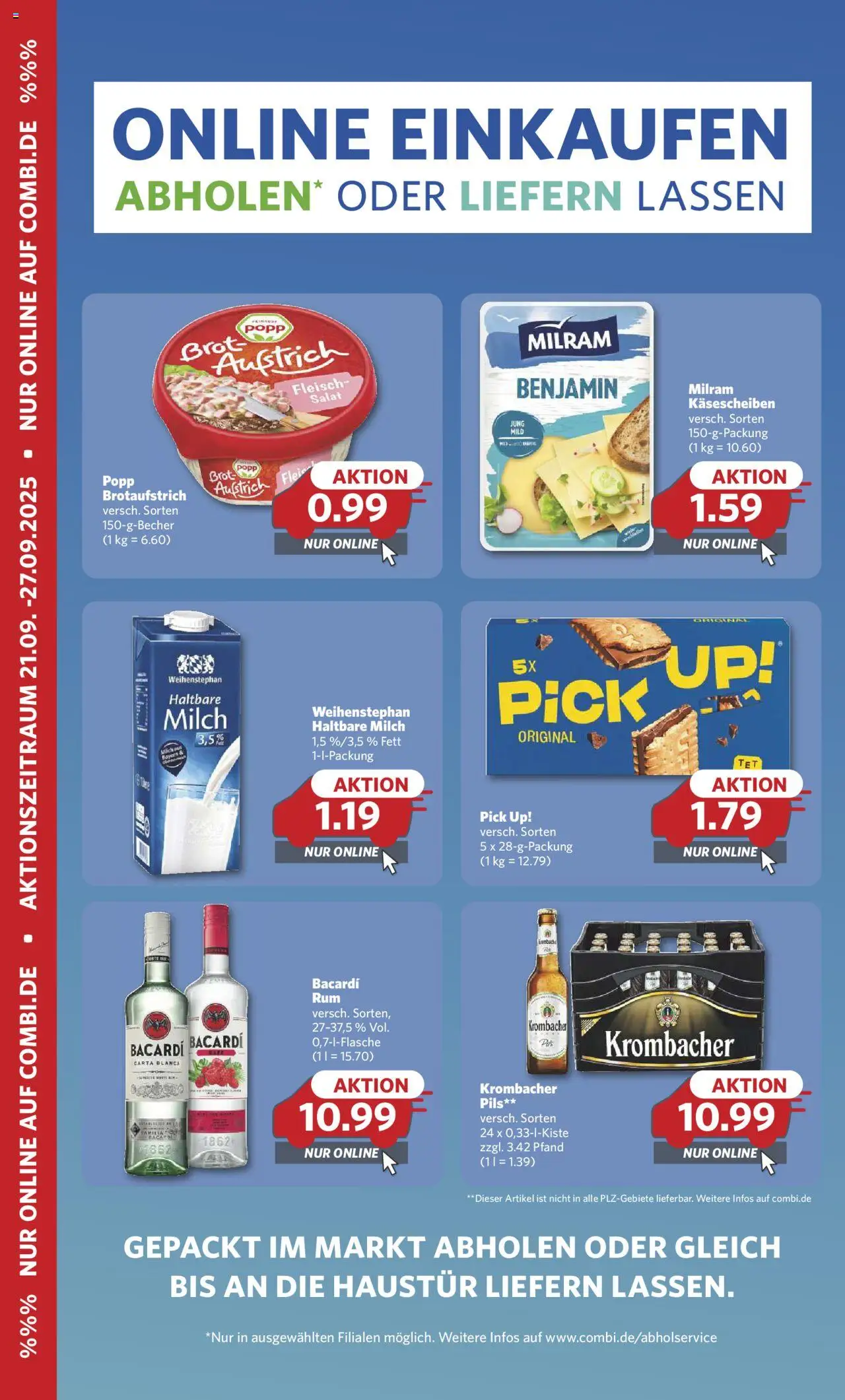 Combi Prospekt 	 – gültig ab 22.09.2025 | Seite: 15 | Produkte: Haltbare milch, Krombacher, Fleisch, Salat