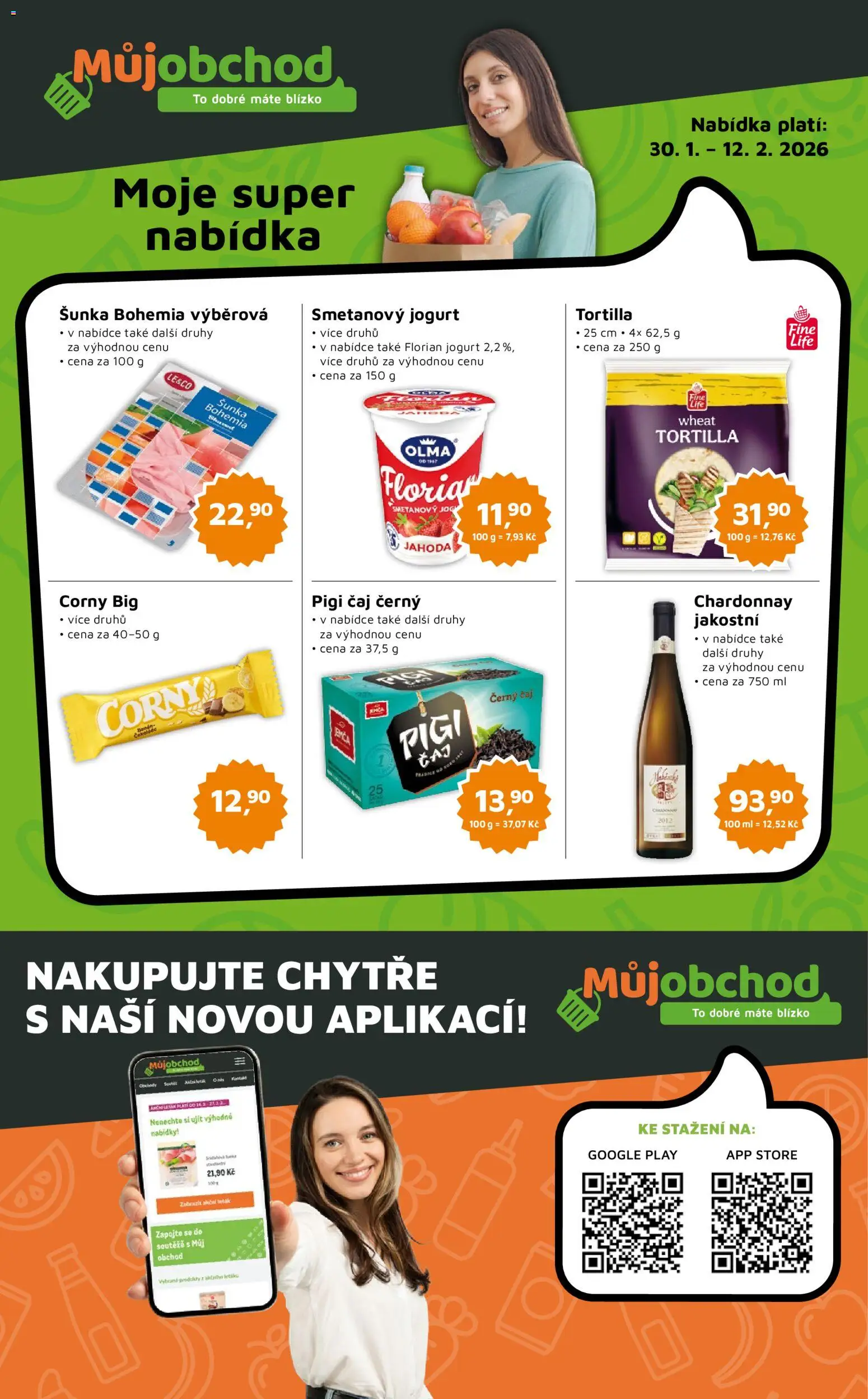 Můj obchod leták - Brand od 30.01.2026 | Strana: 1 | Produkty: Jogurt, Šunka, Čaj, Tortilla