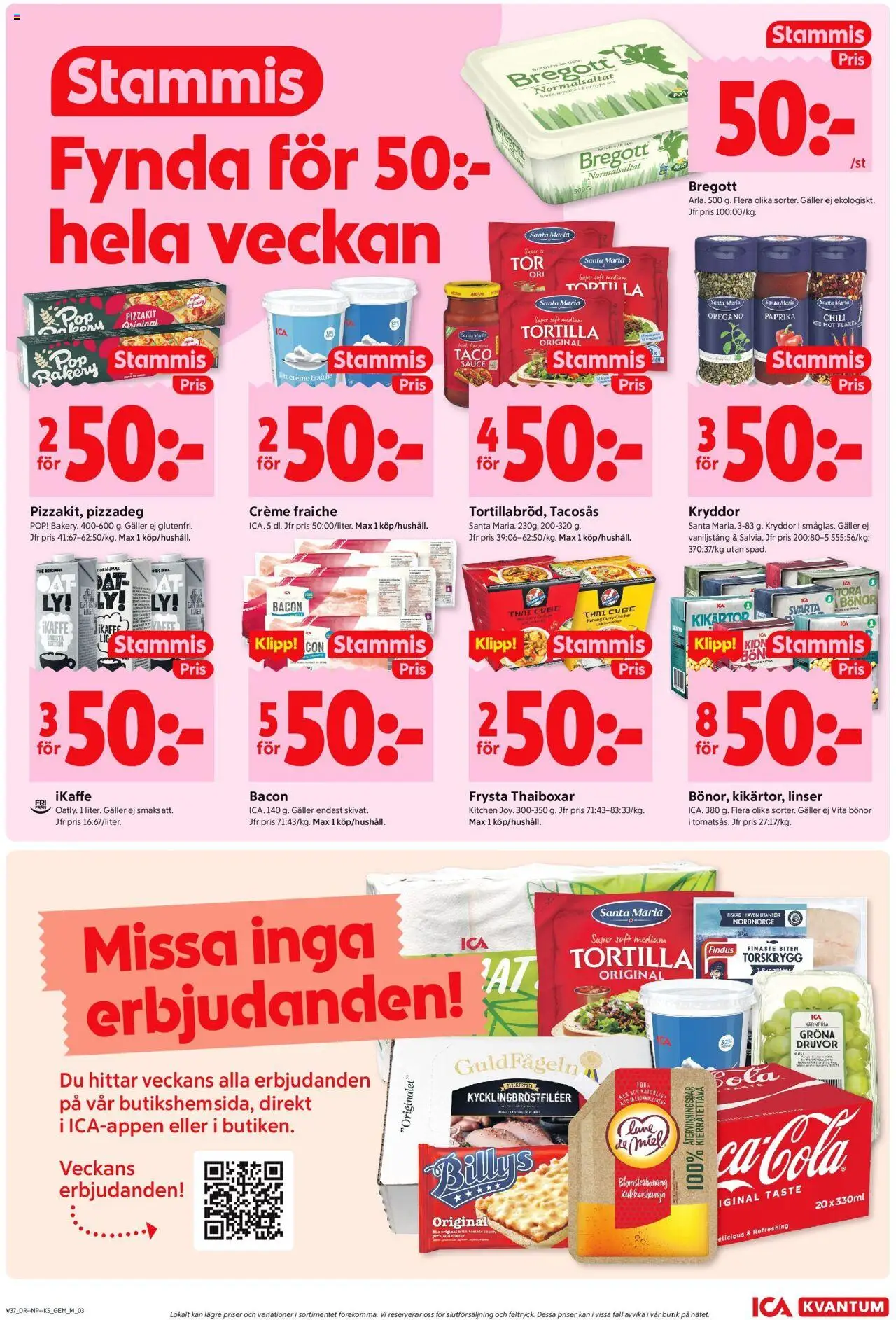 ICA Kvantum reklamblad aktuell från 08.09.2025 | Sida: 3 | Produkter: Bacon, Oregano, Chili, Bönor