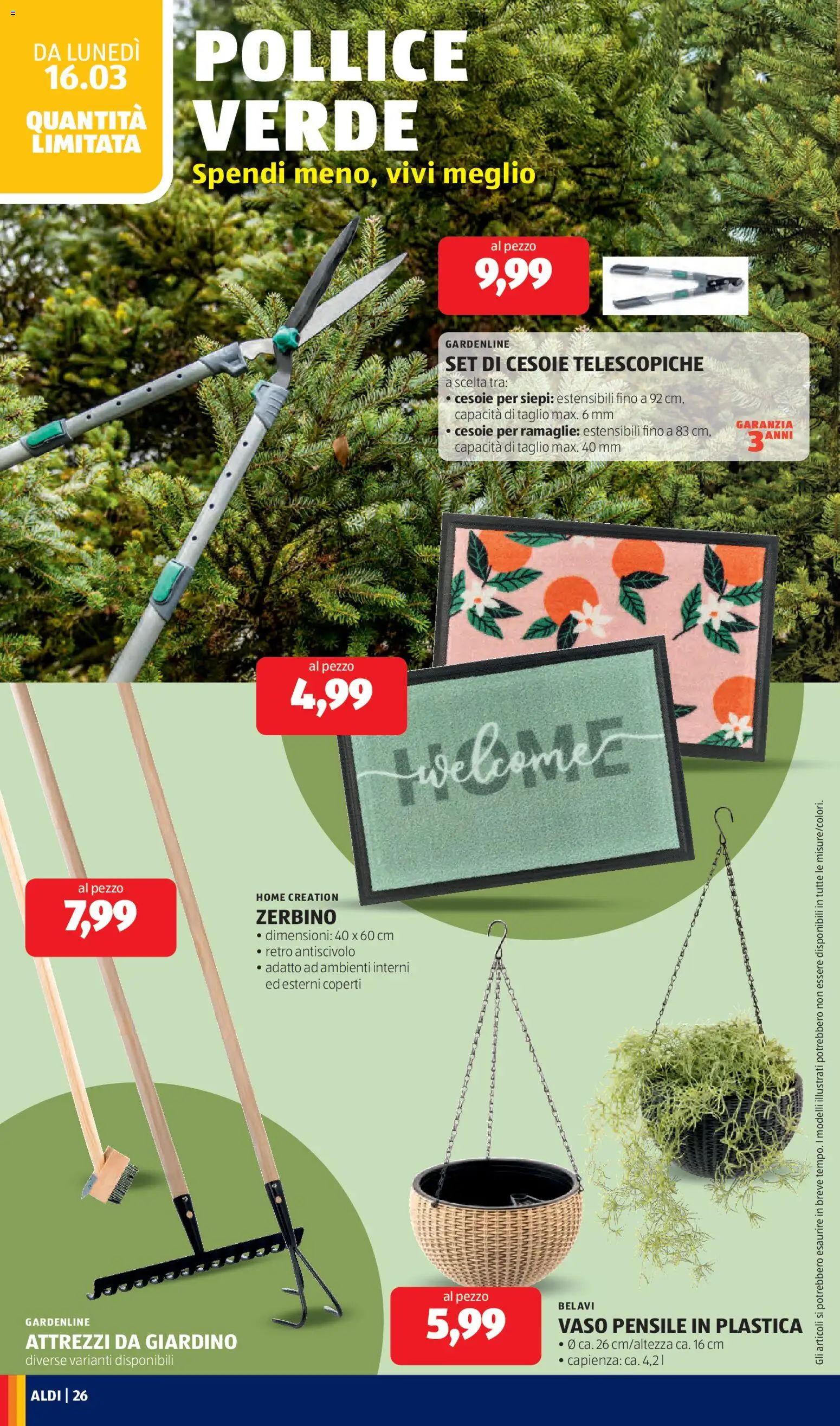 Volantino Aldi del 16.03.2026 | Pagina: 26 | Prodotti: Zerbino, Vaso