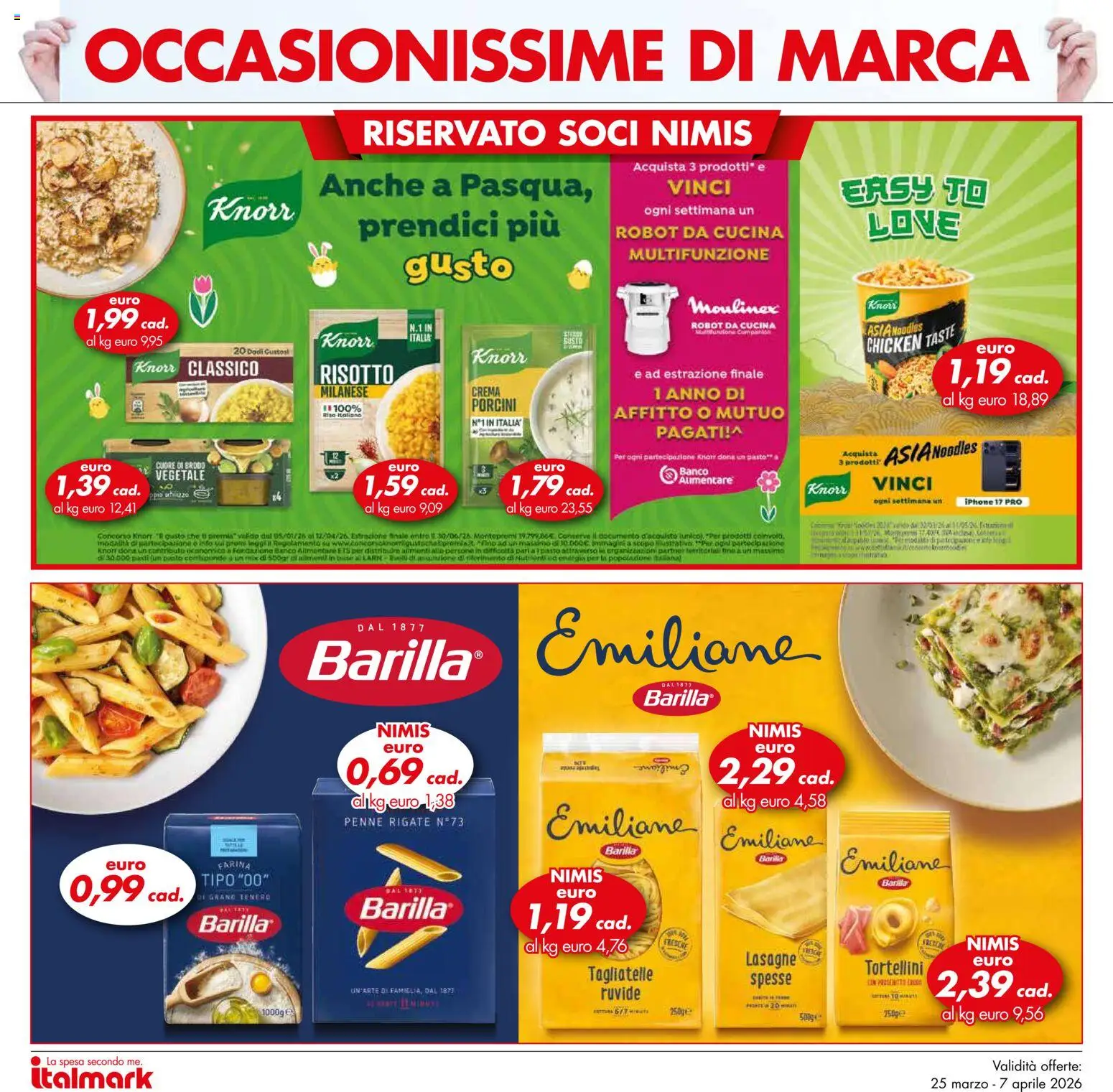 Volantino Italmark del 25.04.2026 | Pagina: 2 | Prodotti: Tagliatelle, Polo, Robot, Penne