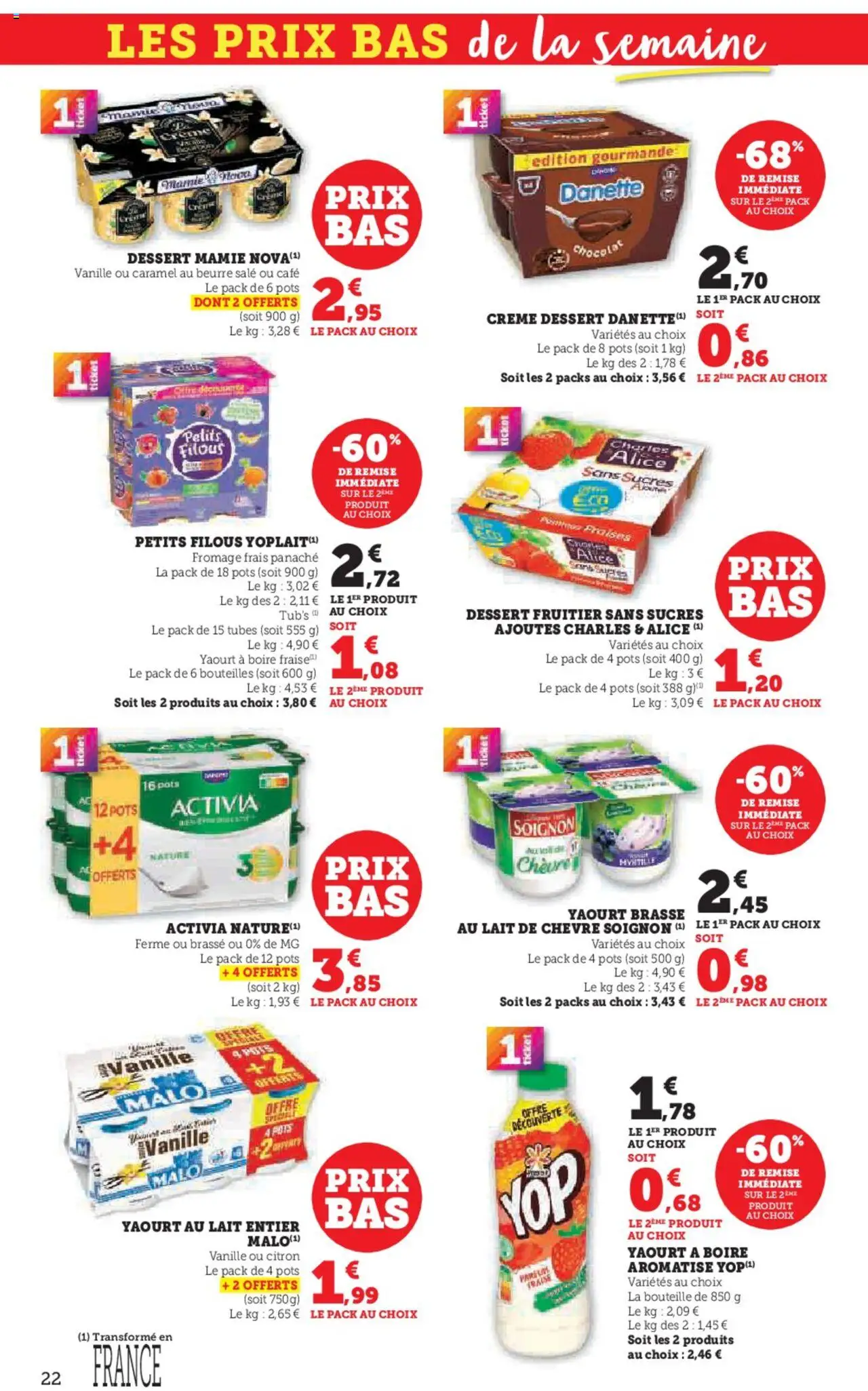 {H1} | Page: 22 | Produits: Fraise, Yaourt à boire, Fromage, Chocolat