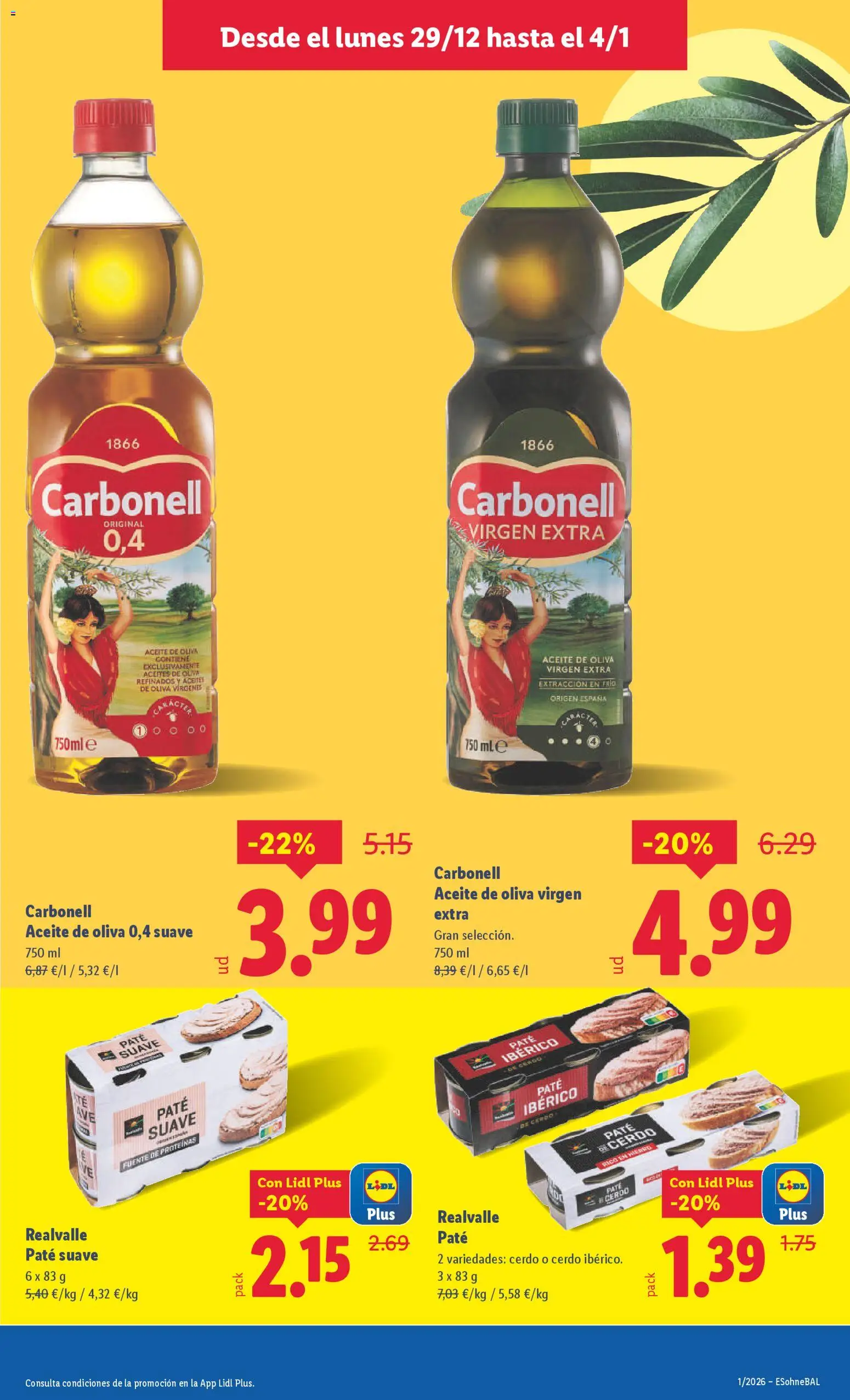 Lidl folleto │ válido desde el 29.12.2025 | Página: 15 | Productos: Aceite, Cerdo, Paté, Aceite de oliva
