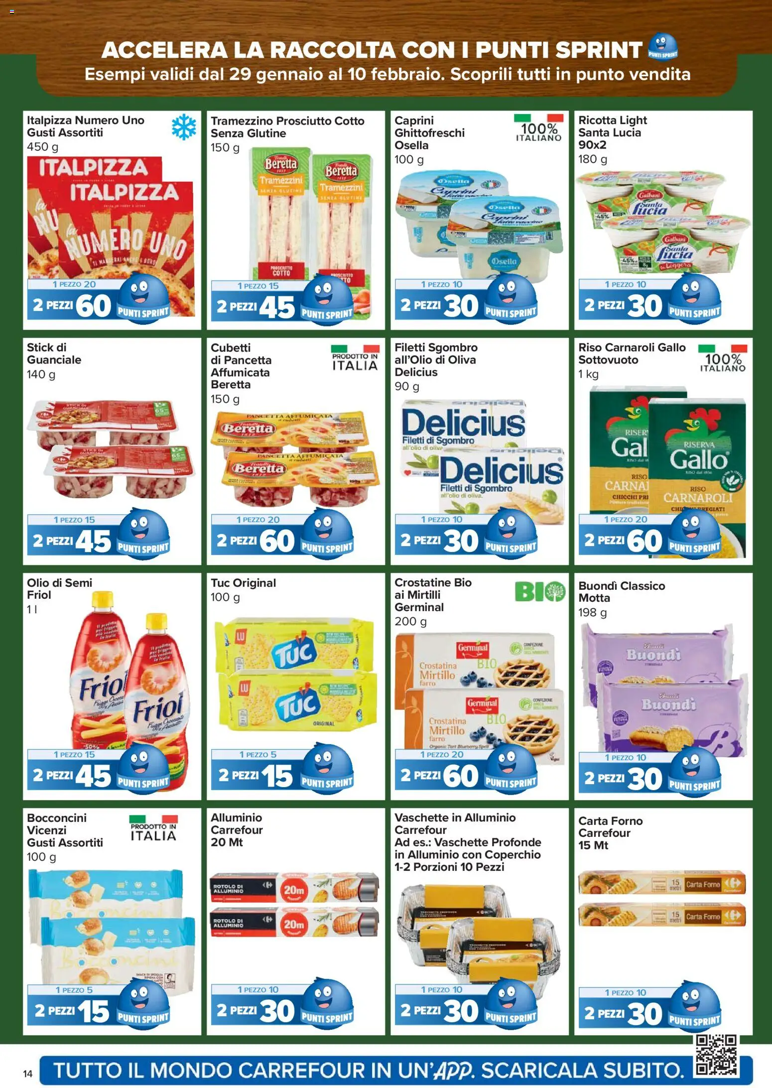 Volantino Carrefour del 29.01.2026 | Pagina: 14 | Prodotti: Olio, Mirtilli, Forno, Farro