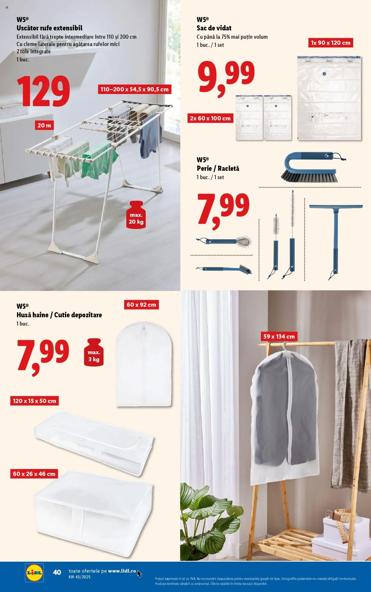 Noul catalog Lidl – valabil de la 20.10.2025 | Pagină: 18 | Produse: Uscător rufe, Role, Cutie, Mici