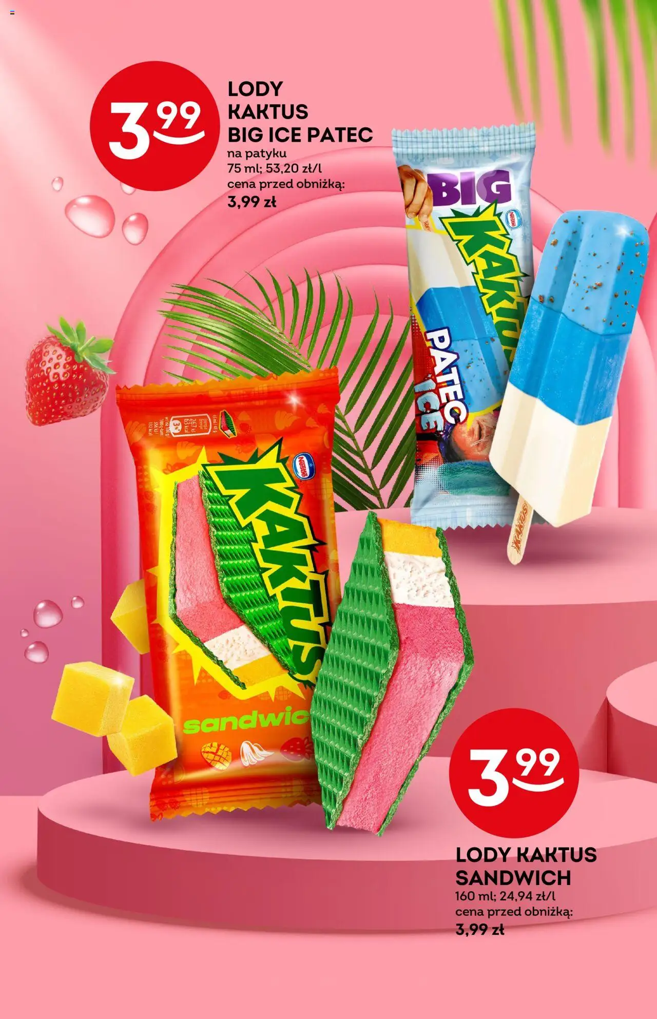 Żabka Gazetka - Lody od 30.07.2025 | Strona: 4 | Produkty: Sandwich, Lody Kaktus, Lody