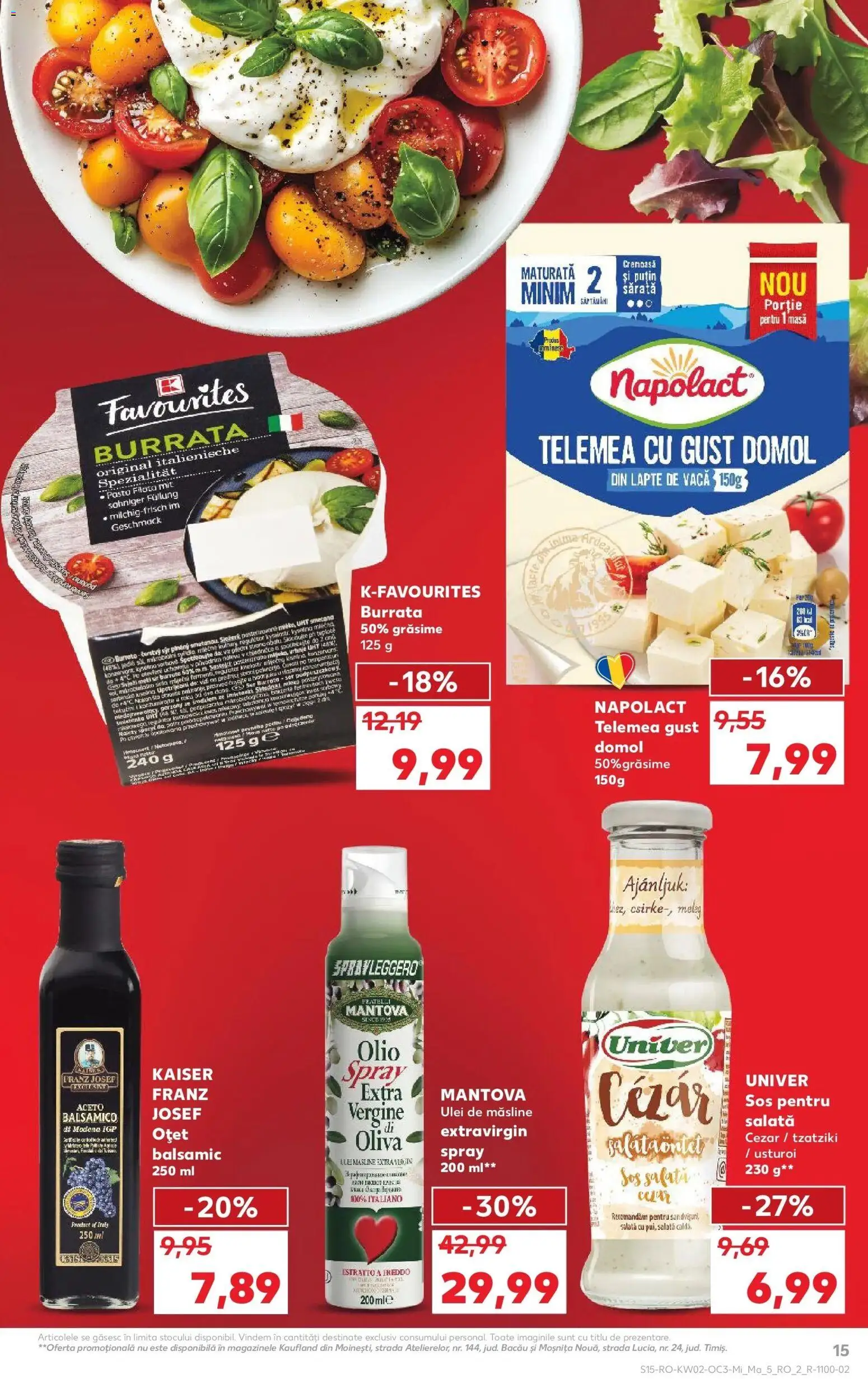 Noul catalog Kaufland – valabil de la 07.01.2026 | Pagină: 15 | Produse: Măsline, Lapte, Oțet, Salată