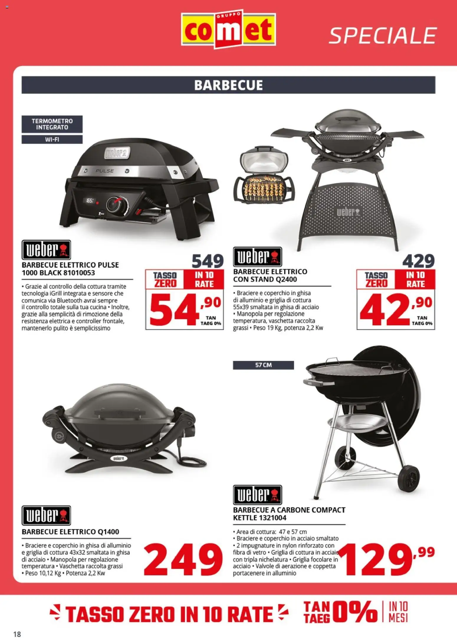Volantino Comet del 24.04.2026 | Pagina: 18 | Prodotti: Barbecue, Alluminio, Griglia, Termometro