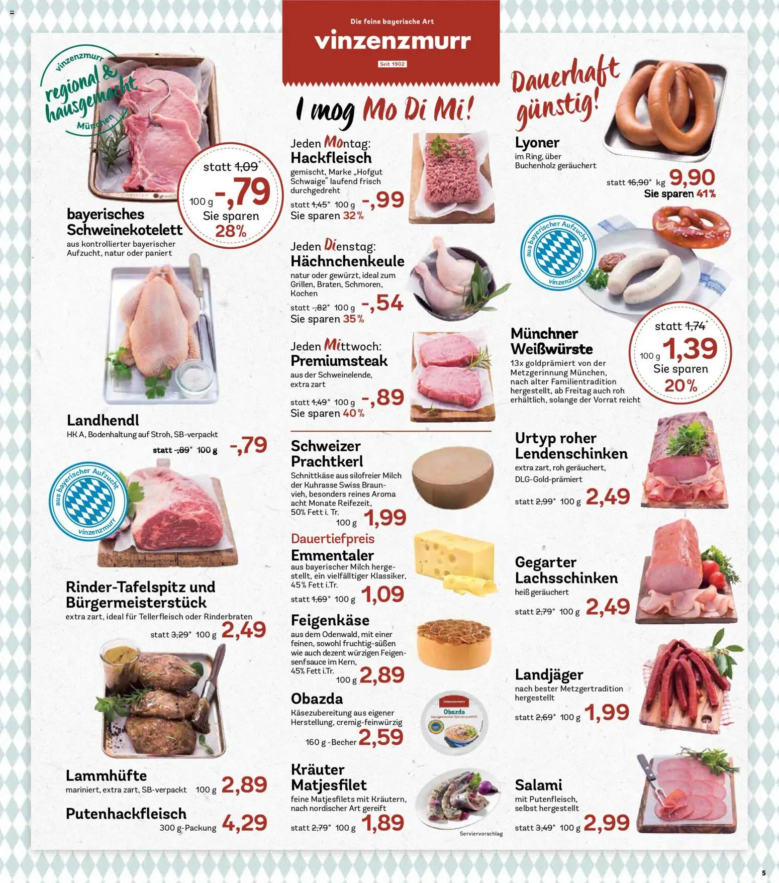AEZ Prospekt 	 – gültig ab 16.03.2026 | Seite: 5 | Produkte: Rinderbraten, Milch, Salami, Hackfleisch