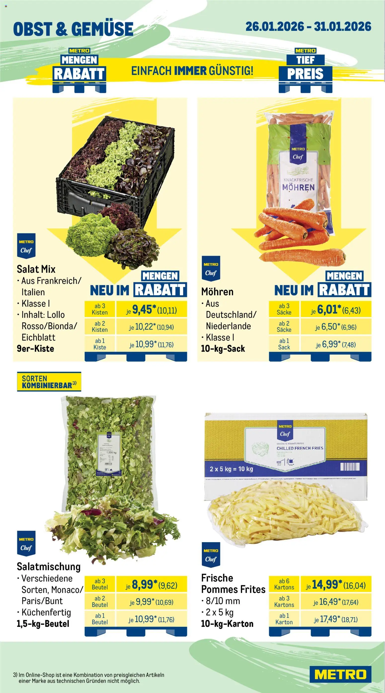 Metro Wochen-Angebote Gastro – gültig ab 26.01.2026 | Seite: 10 | Produkte: Pommes, Pommes frites, Obst, Salat