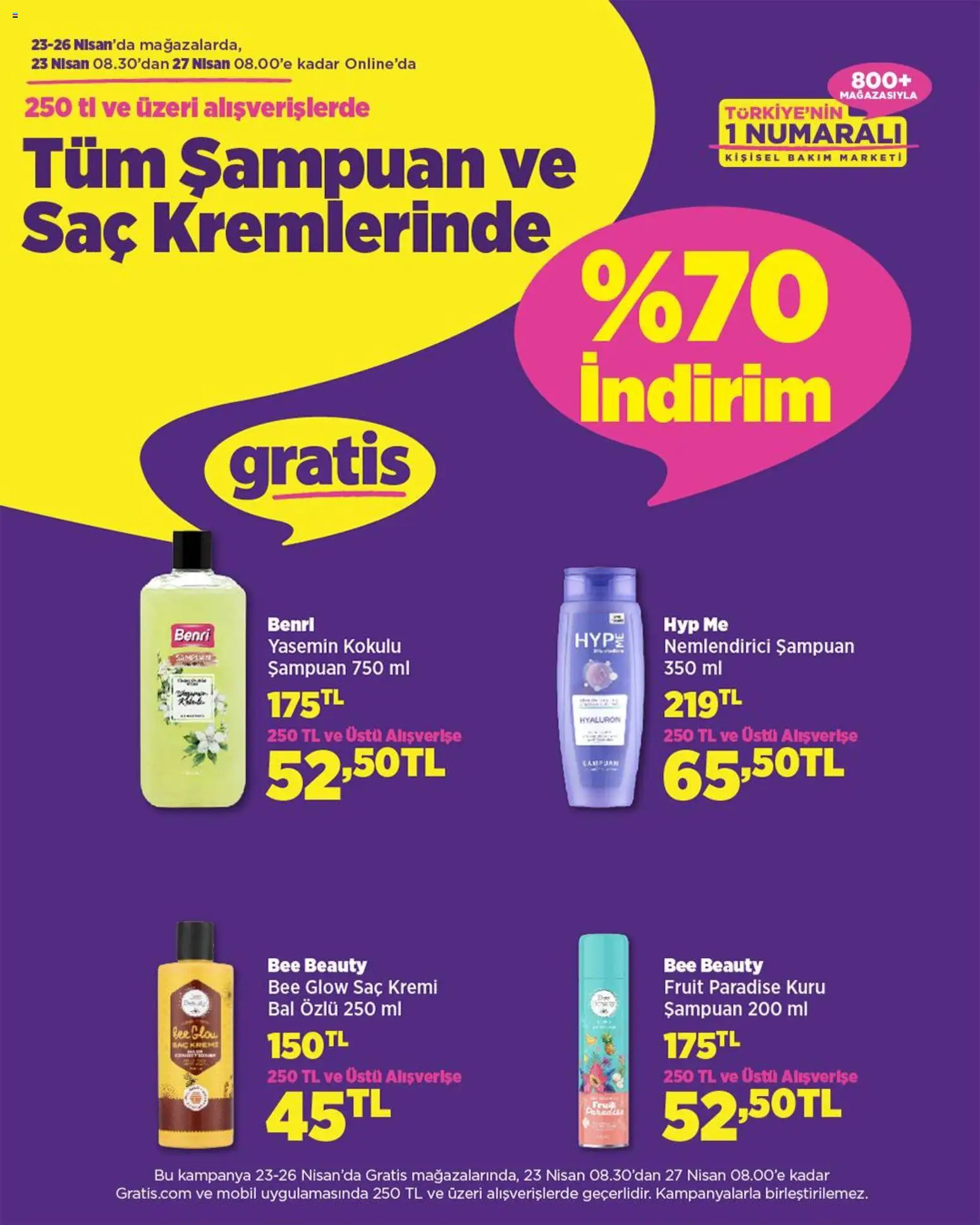 Gratis İndirim - 23.04.2026 tarihinden itibaren geçerlidir | Sayfa: 4 | Ürünler: Şampuan, Saç Kremi, Yasemin