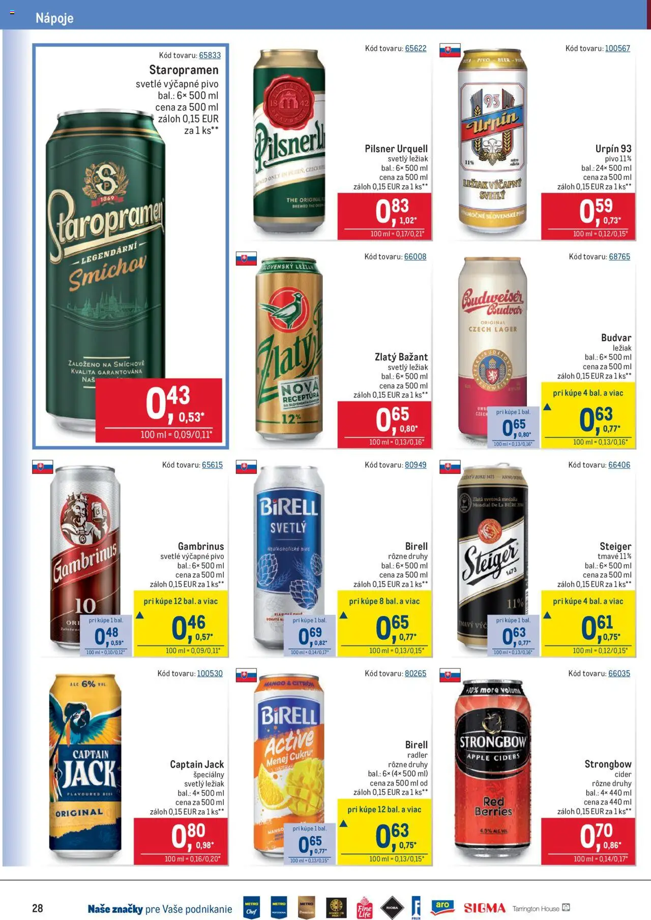 Metro maloobchod │ platný od 18.06.2025 | Strana: 28 | Produkty: Pivo, Pilsner Urquell, Steiger, Nealkoholické pivo