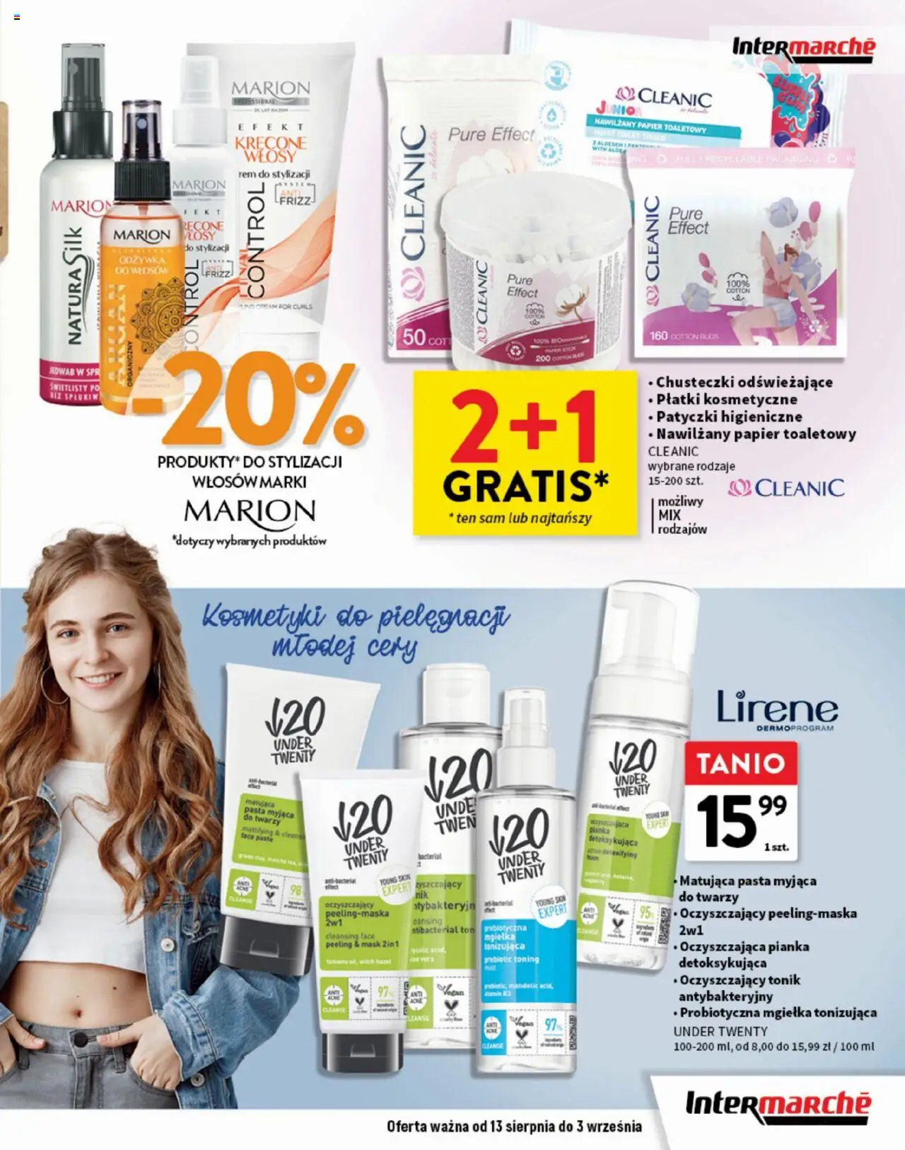 Intermarche Gazetka - Okazje pierwsza klasa od 13.08.2025 | Strona: 17 | Produkty: Odżywka do włosów, Peeling, Płatki kosmetyczne, Tonik