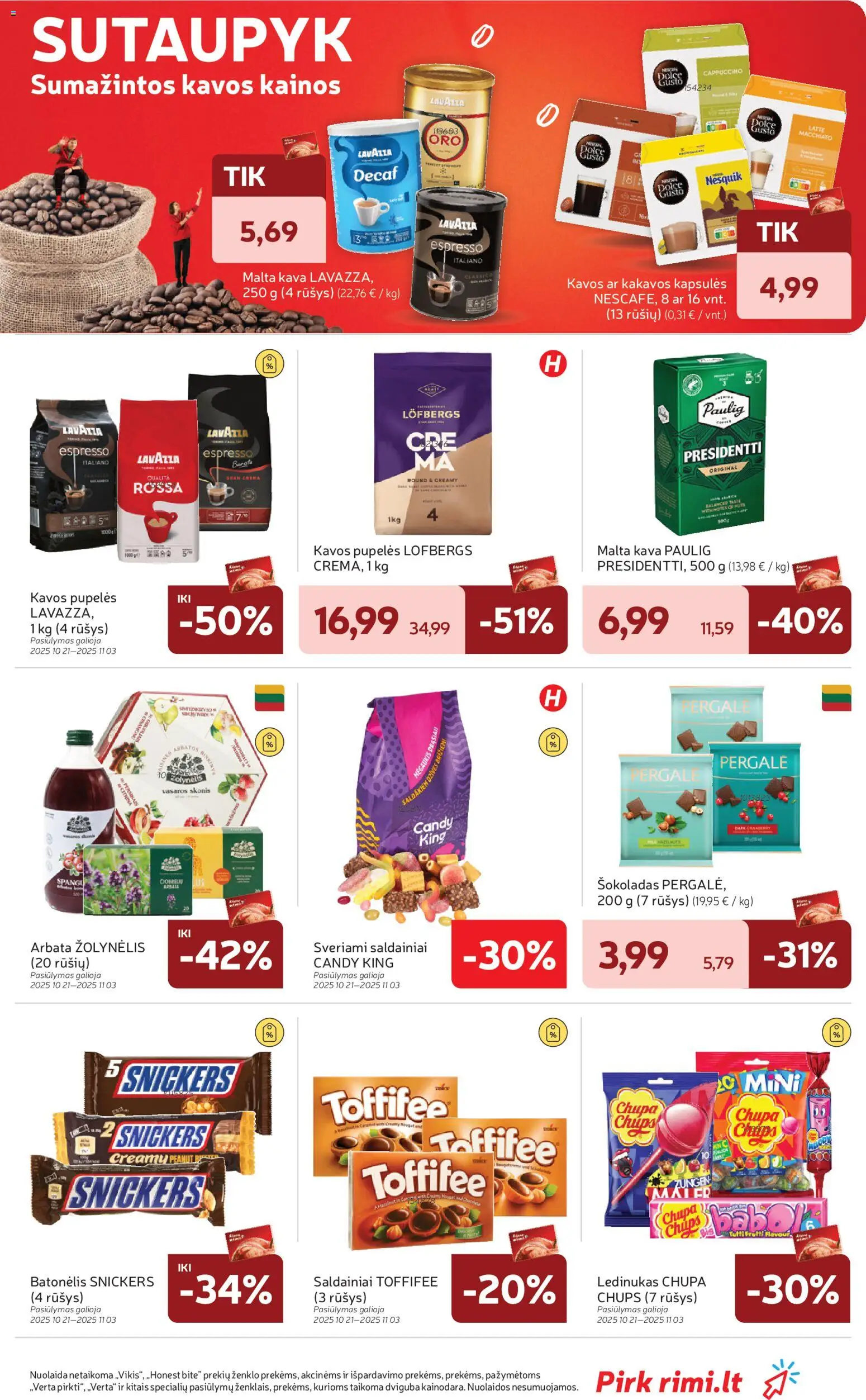 Rimi akcijos nuo 28.10.2025 | Puslapis: 23 | Prekių: Pupelės, Kava, Arbata, Saldainiai