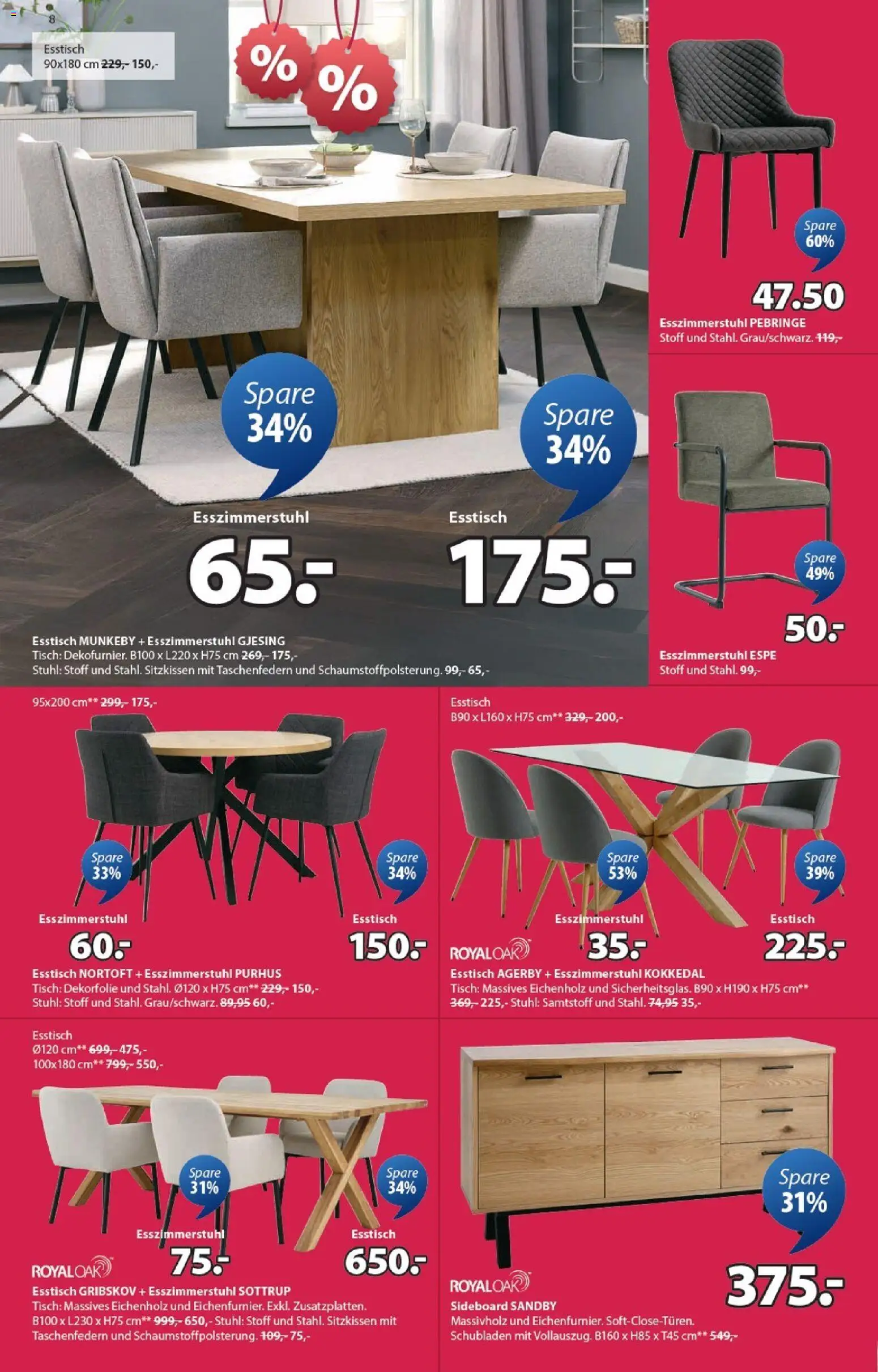 JYSK Aktionen – gültig ab 09.12.2025 | Seite: 8 | Produkte: Tisch, Stuhl, Sideboard, Esstisch