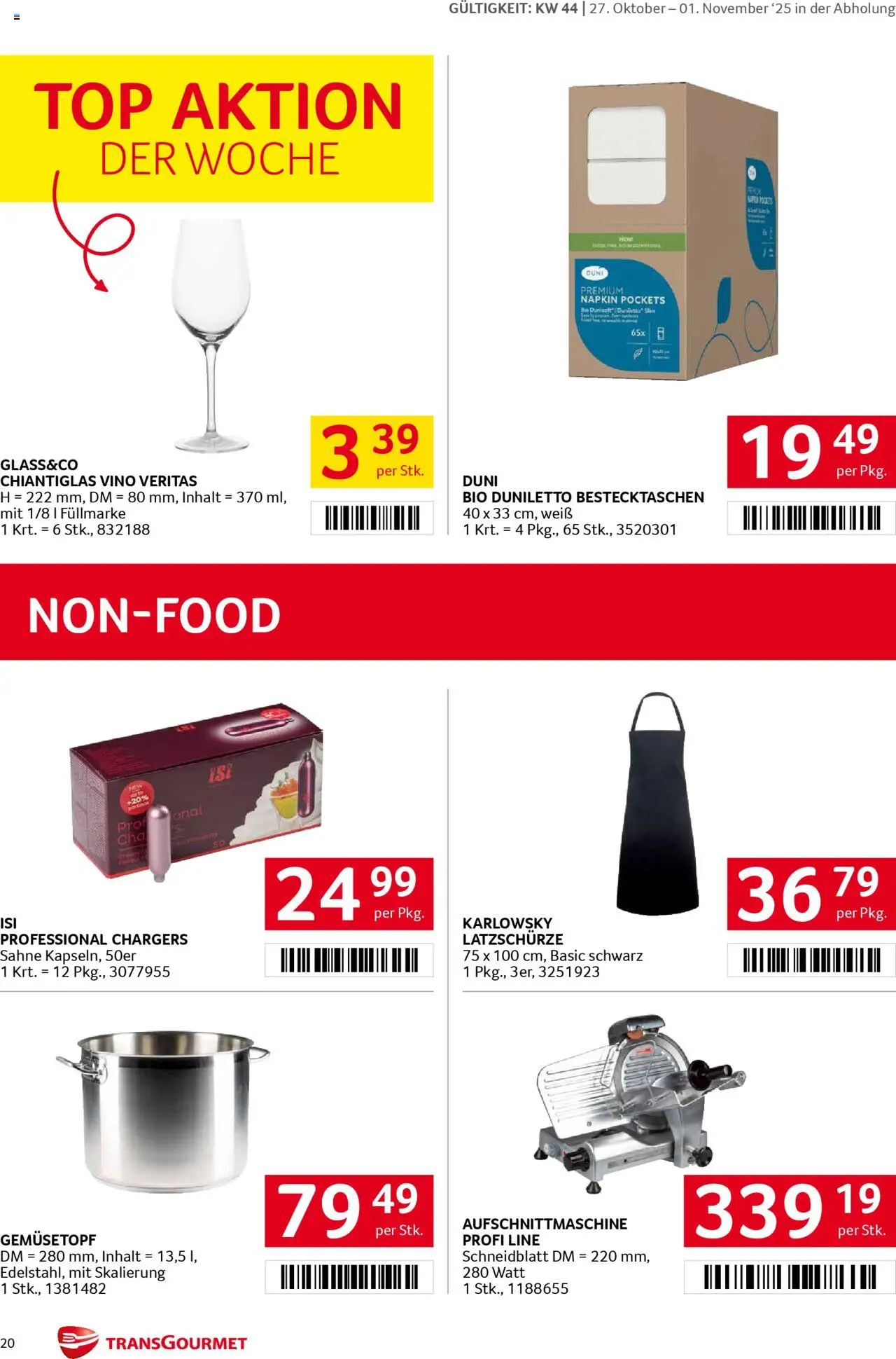 Transgourmet Flugblatt gültig ab 26.10.2025 | Seite: 20 | Produkte: Sahne