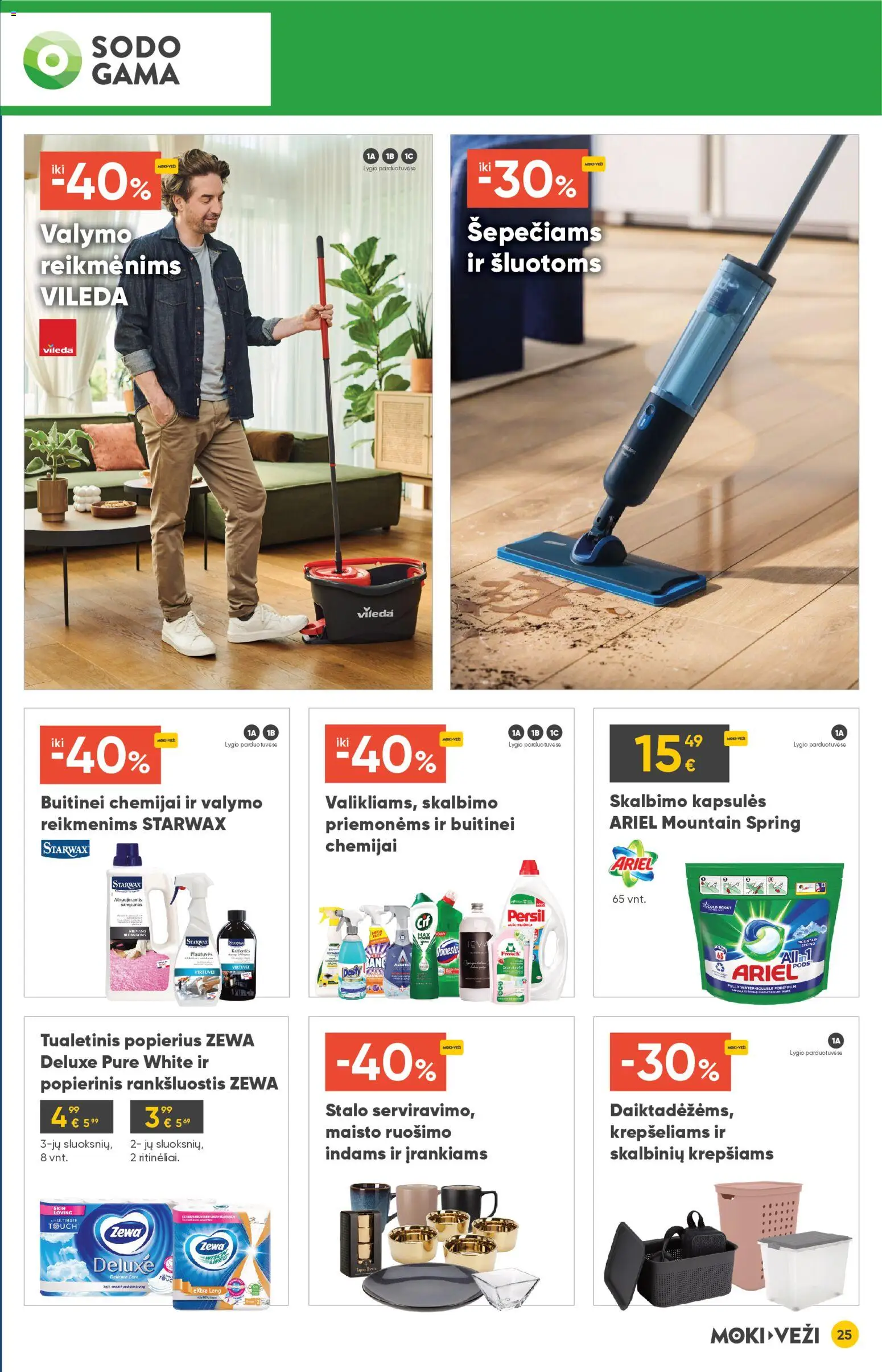 MOKI VEŽI akcijos nuo 05.03.2026 | Puslapis: 25 | Prekių: Rankšluostis, Šampūnas, Tualetinis popierius