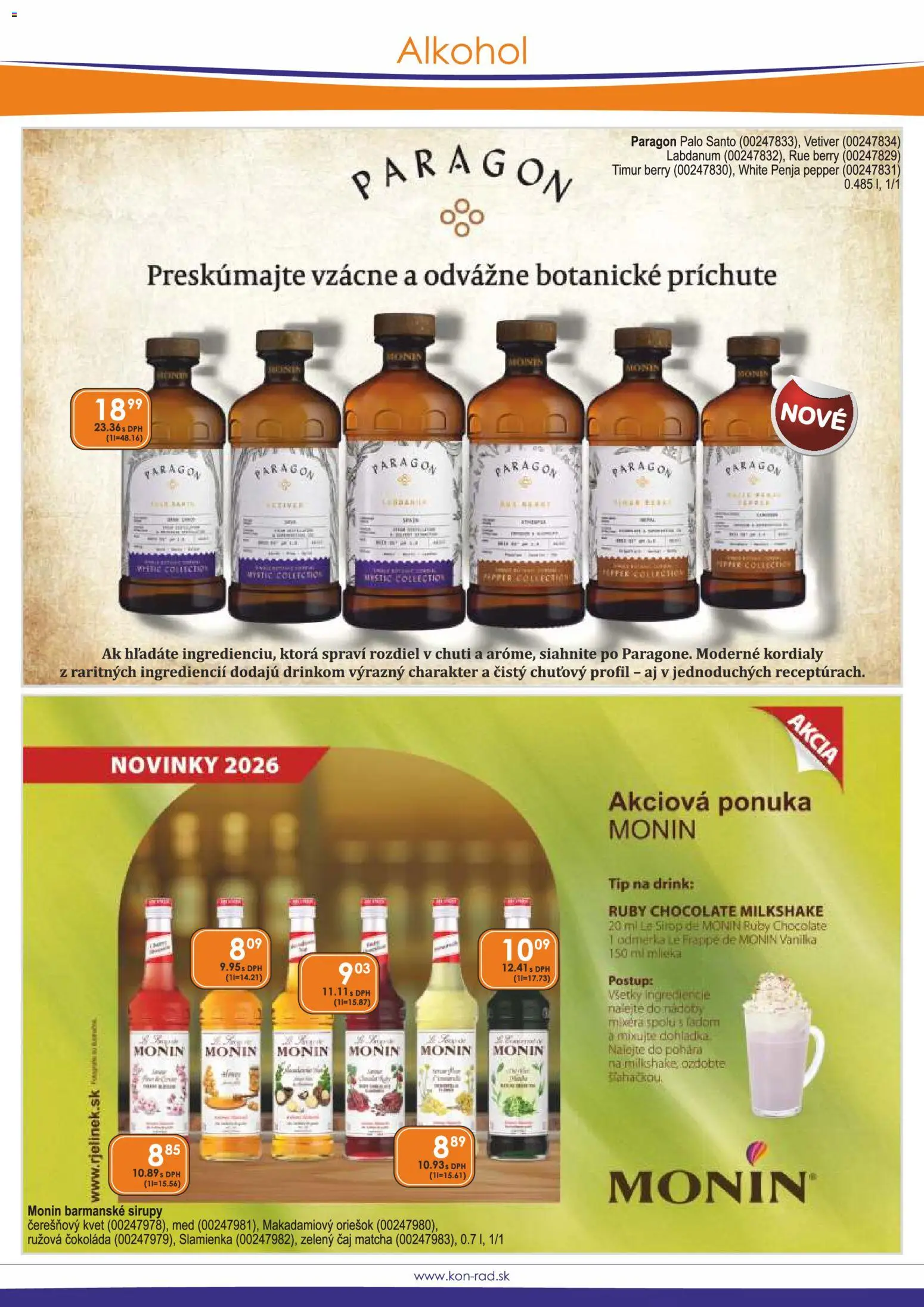 Nové KON - RAD akcie – leták je platný od 01.05.2026 | Strana: 9 | Produkty: Čaj, Čokoláda, Alkohol, Med