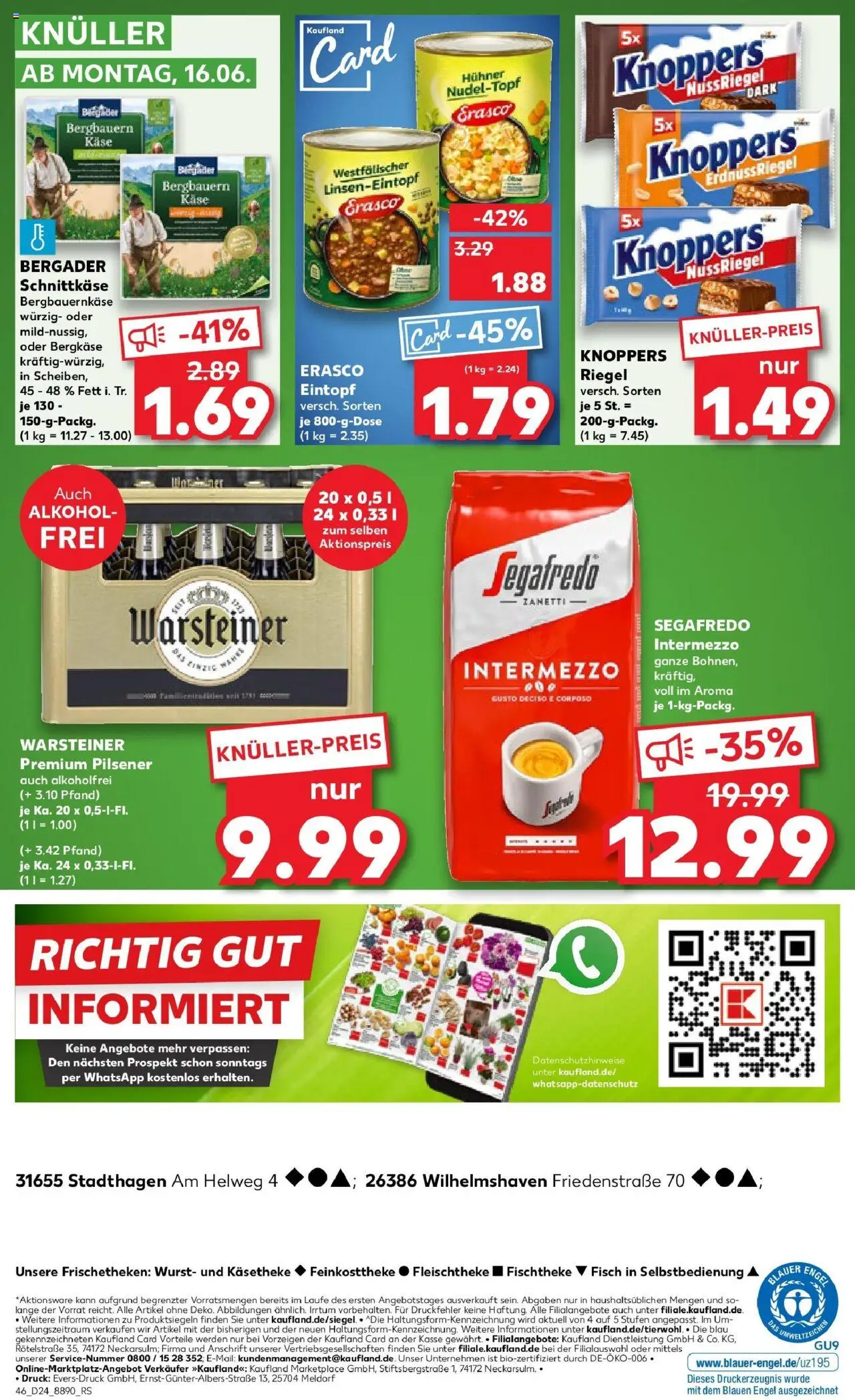 Kaufland prospekt Stadthagen	 - gültig ab dem 16.06.2025 | Seite: 7 | Produkte: Fisch, Wurst, Erasco, Segafredo
