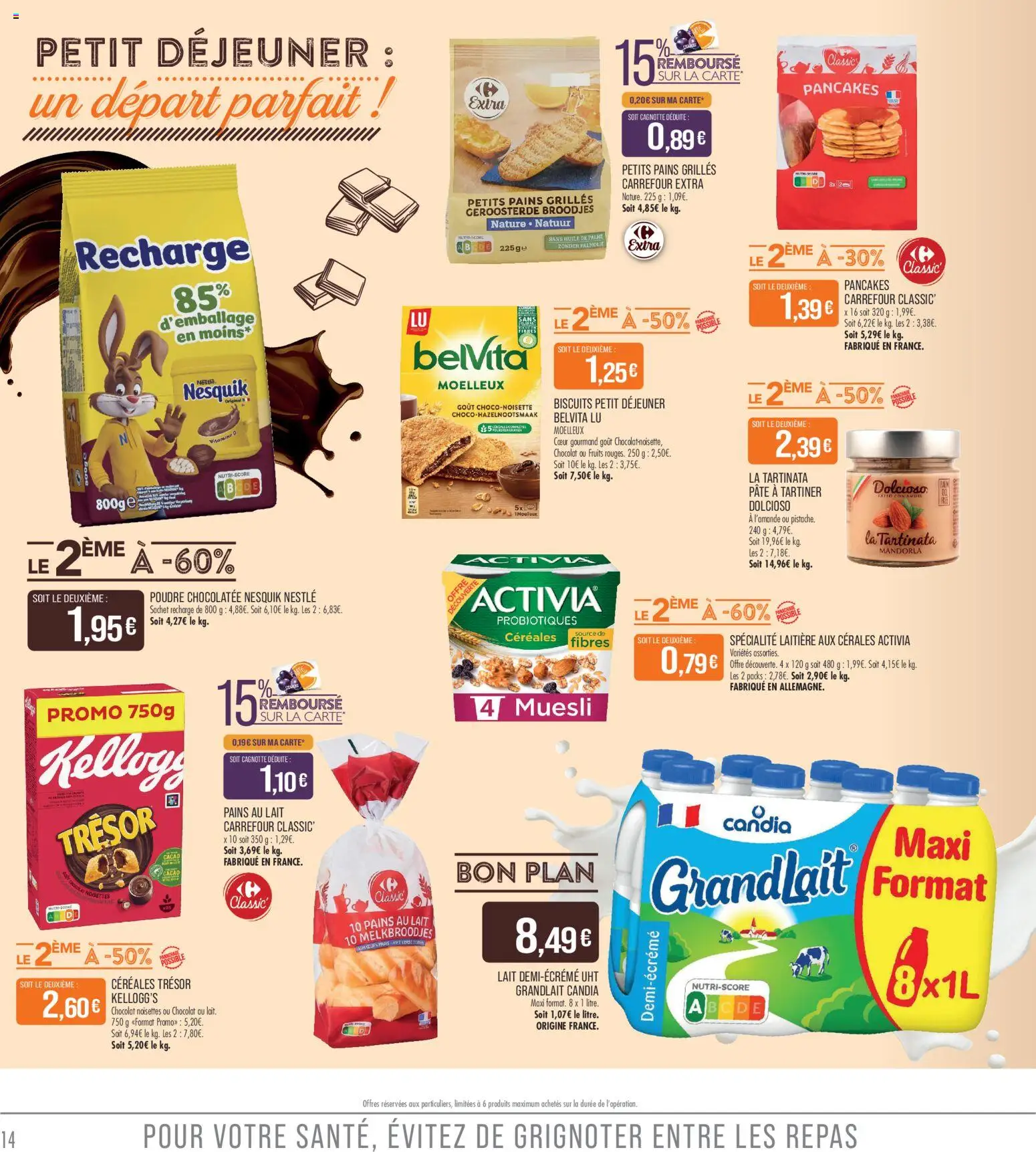 {H1} | Page: 14 | Produits: Noisettes, Pâte à tartiner, Lait, Chocolat