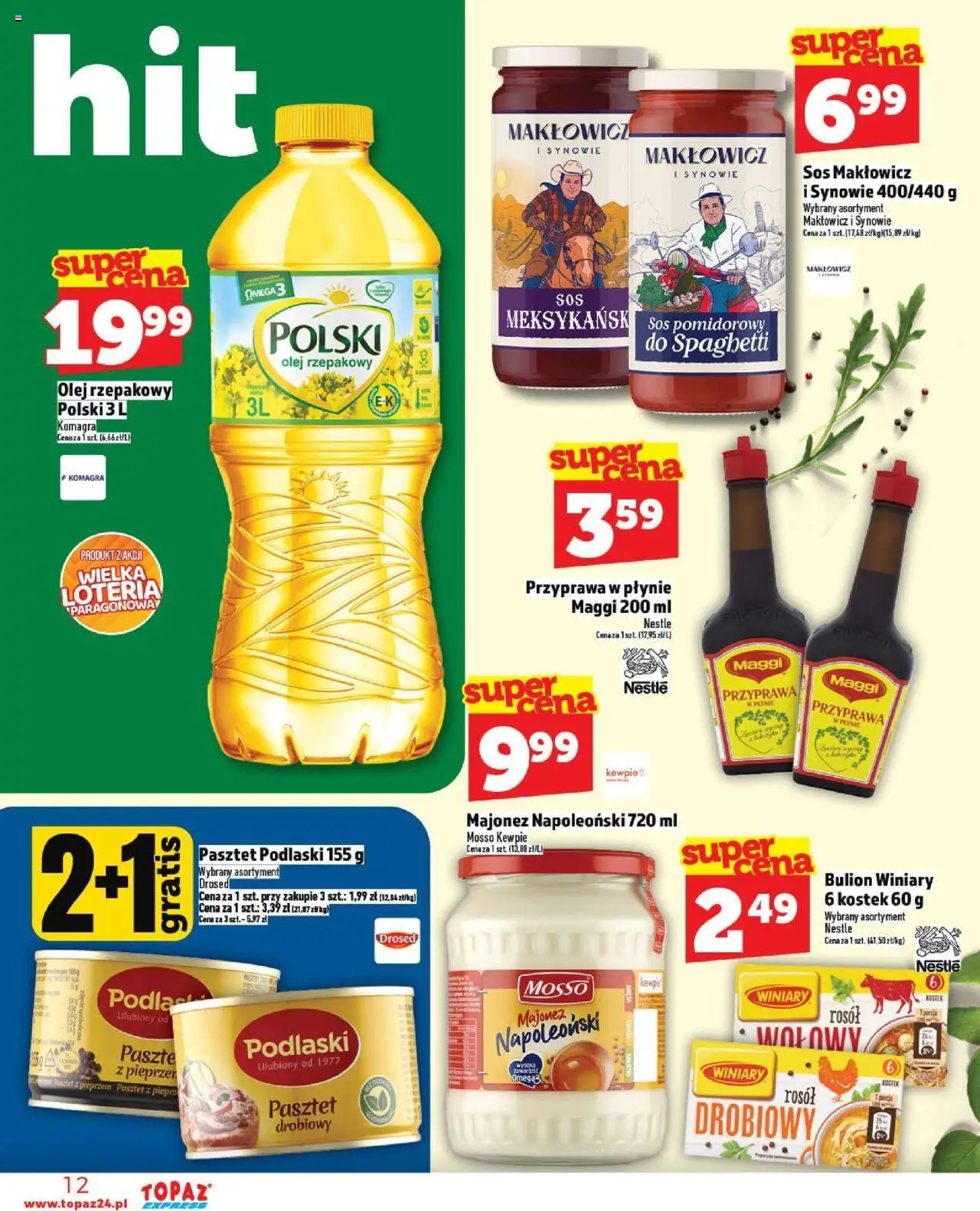 Topaz Gazetka - Express od 18.09.2025 | Strona: 12 | Produkty: Olej rzepakowy, Olej, Majonez, Pieprz