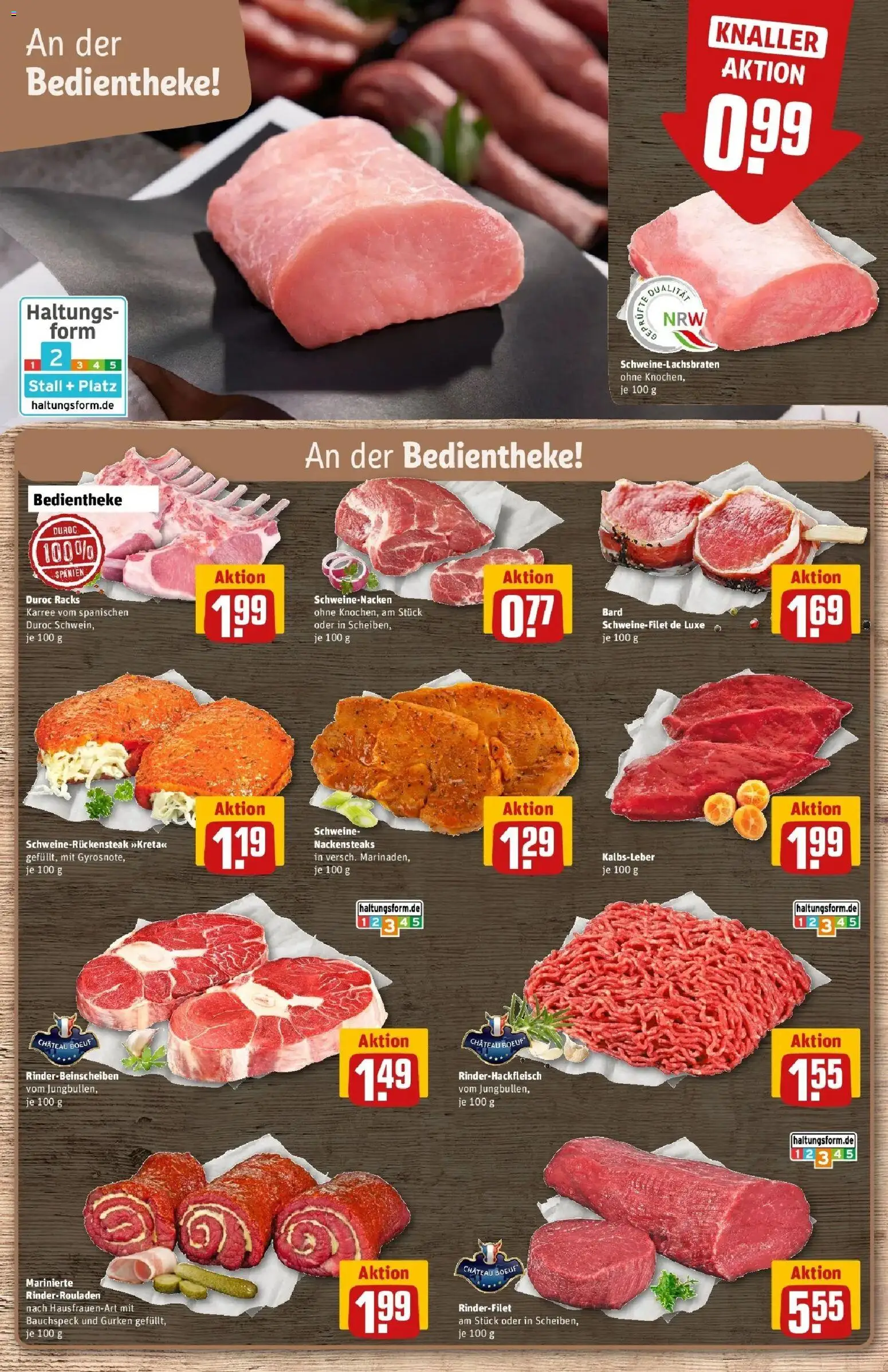 Rewe Prospekt Herne	 – gültig ab 30.03.2026 | Seite: 13 | Produkte: Rinderrouladen, Rinderfilet, Schweinenacken, Gurken