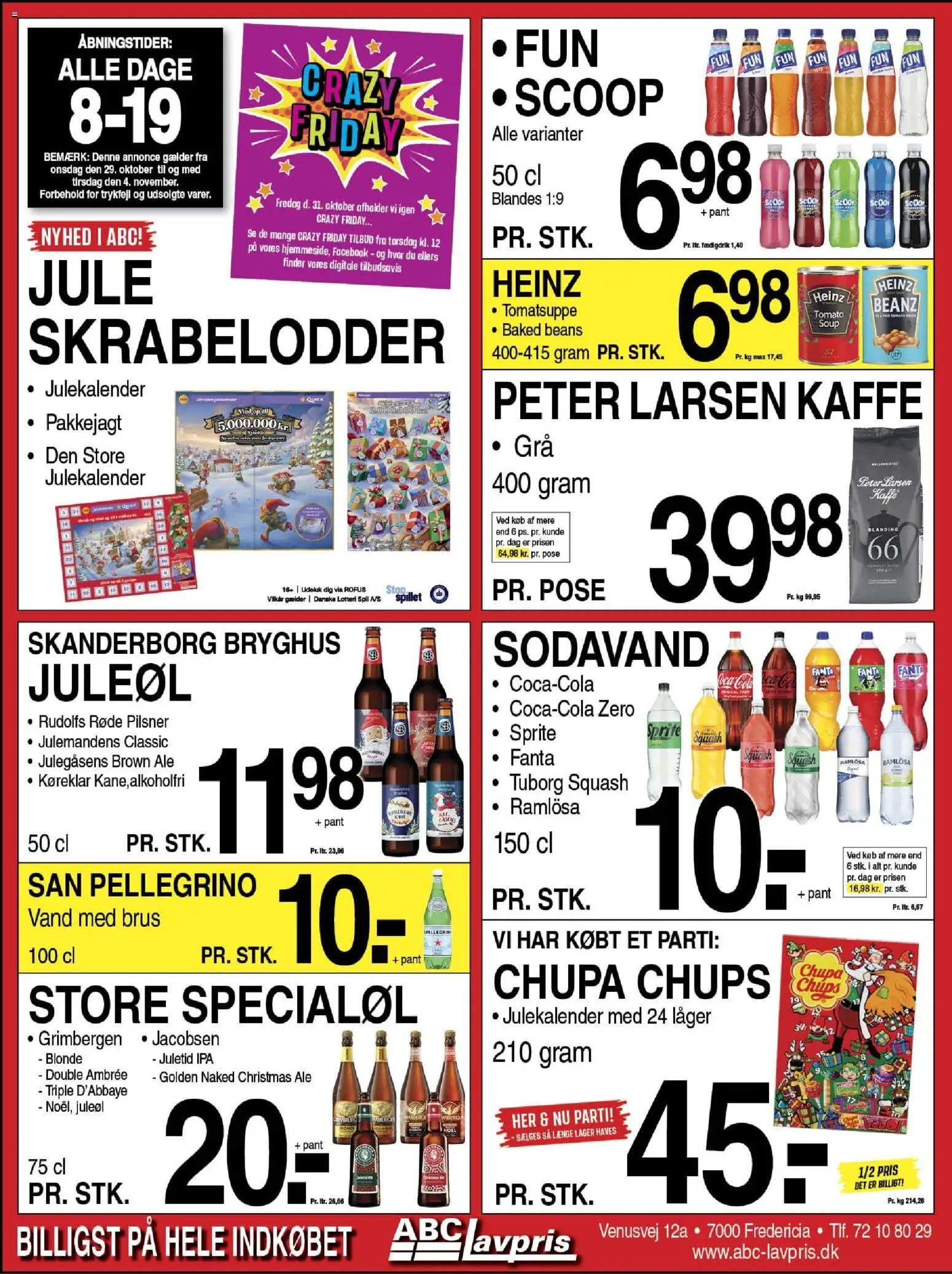 Abc Lavpris tilbudsavis – gyldig fra 29.10.2025 | Side: 1 | Produkter: Kaffe, Squash, Spil, Tuborg Squash