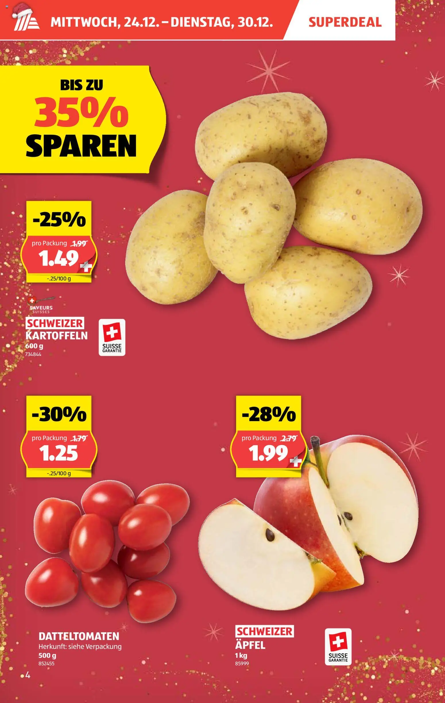 Aldi Aktionen – gültig ab 24.12.2025 | Seite: 4 | Produkte: Äpfel, Kartoffeln
