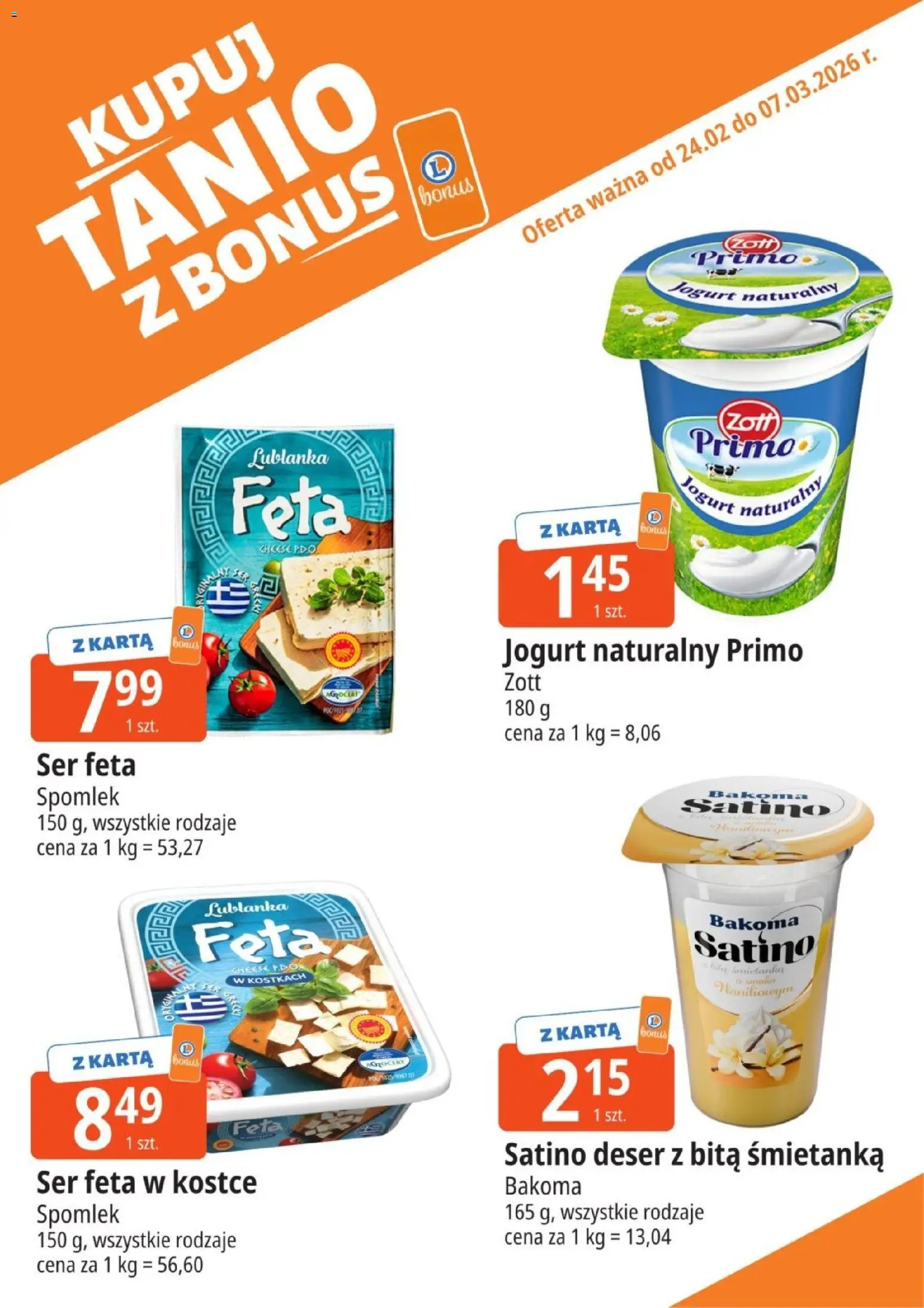 E.Leclerc Gazetka - Kupony dodatkowe od 24.02.2026 | Strona: 2 | Produkty: Karta, Ser, Jogurt, Ser feta