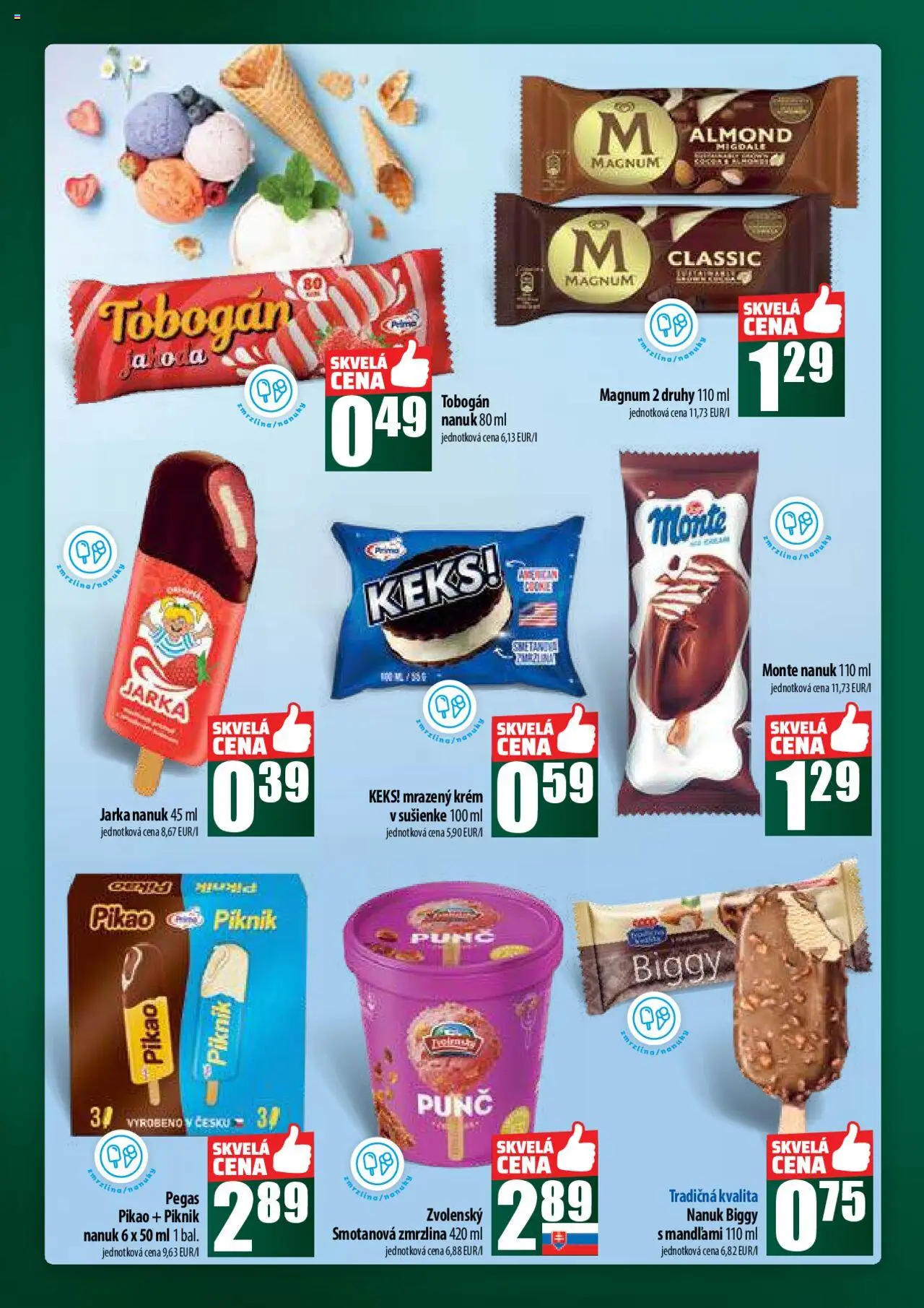 COOP Jednota široká ponuka │ platný od 21.08.2025 | Strana: 18 | Produkty: Nanuk, Zmrzlina, Magnum, Nanuky